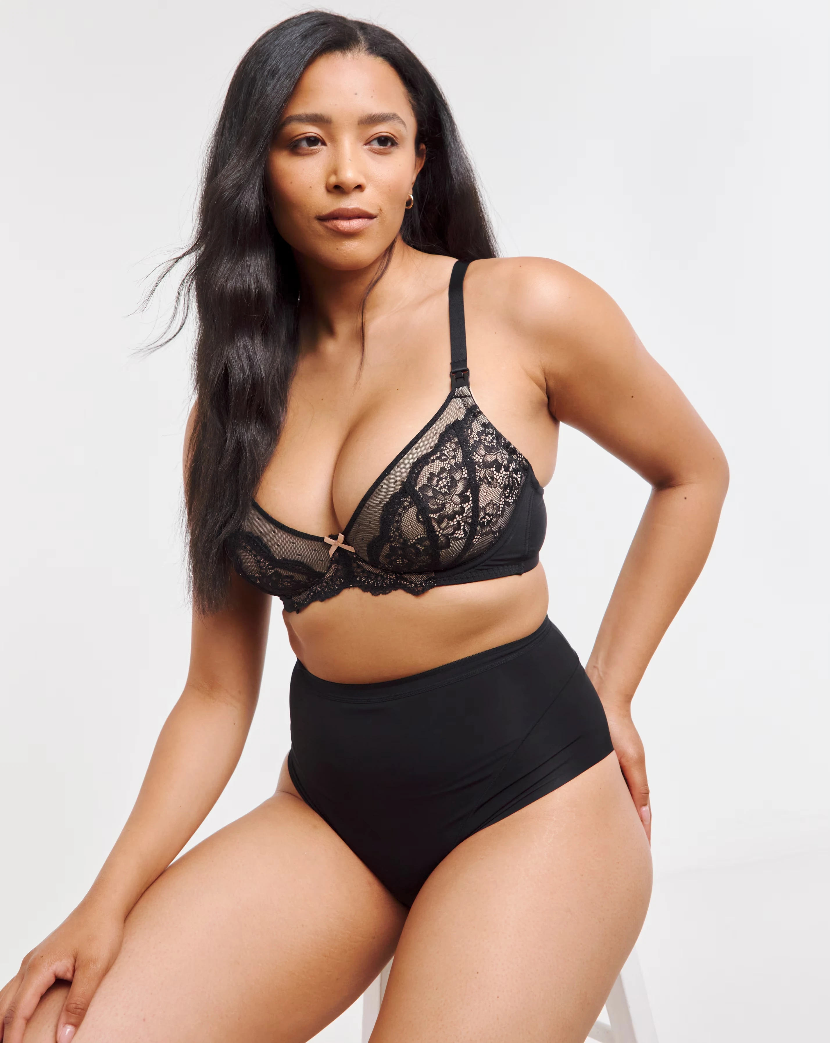 Figleaves  Juliette Lace Flex Wire Nursing Bra C-H - Black