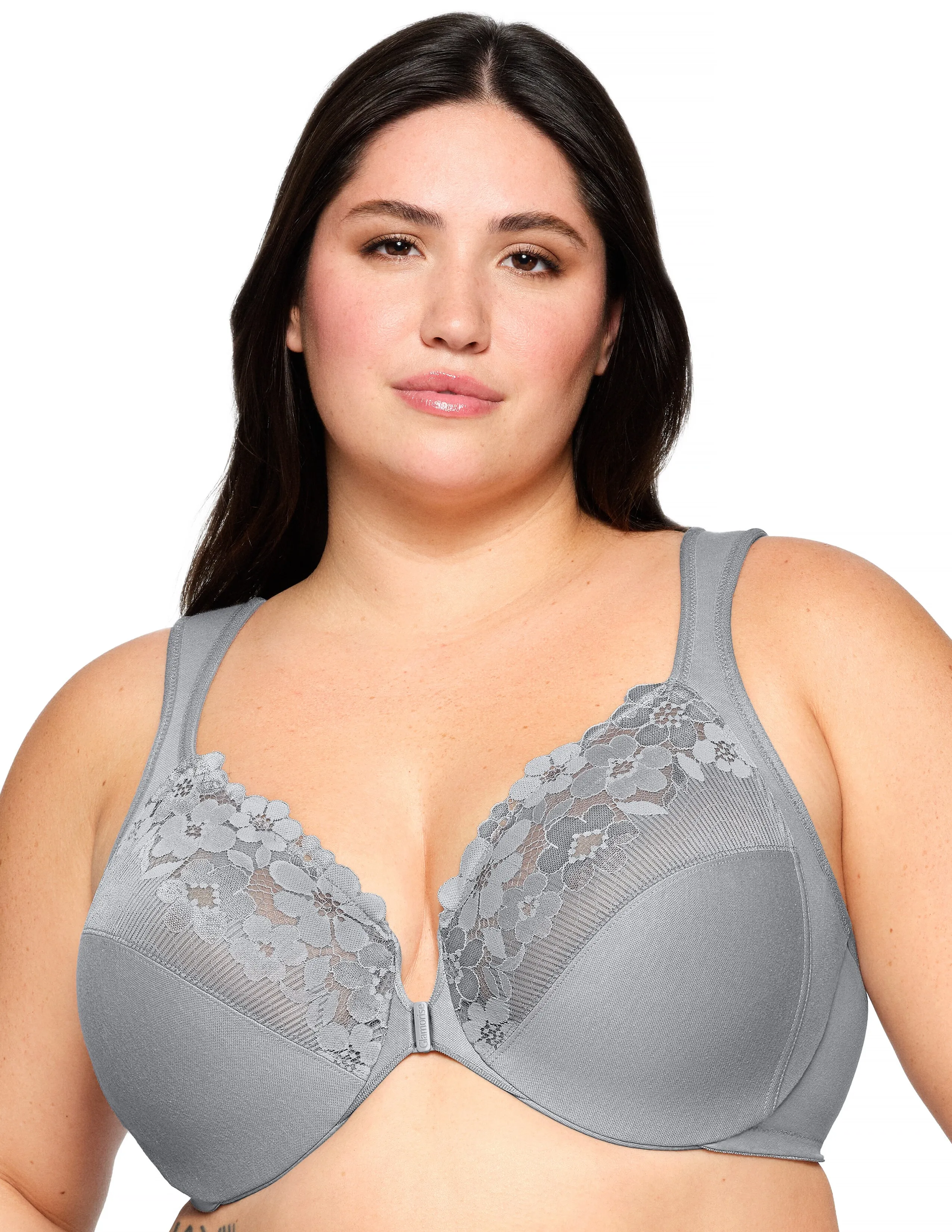 Glamorise Plus Size Front Fastening Cotton WonderWire Bra 1241 Silver
