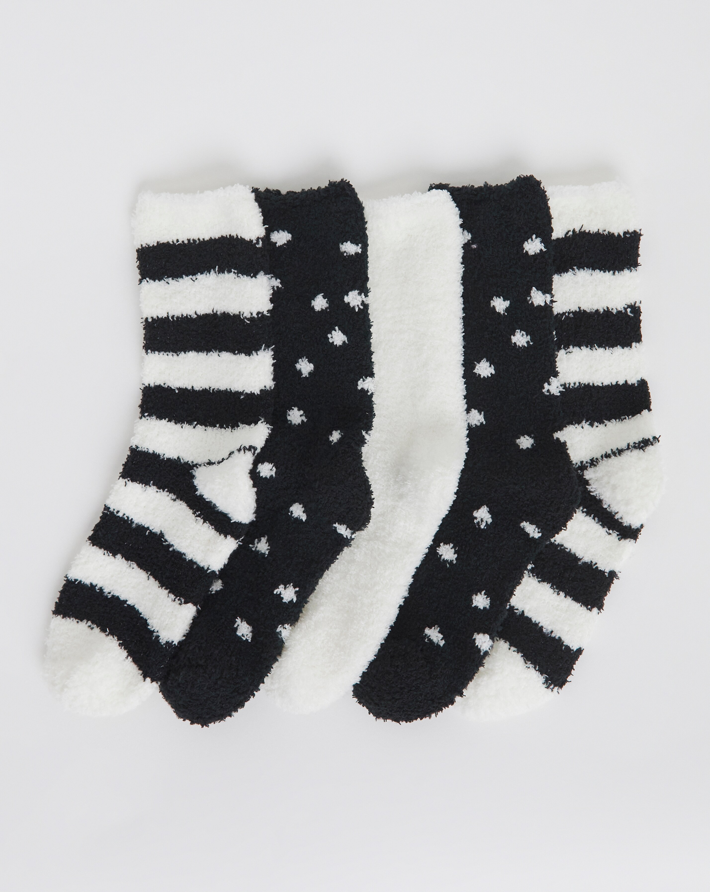 Pretty Secrets (5 Pair Pack) Fluffy Socks Spot/Stripe