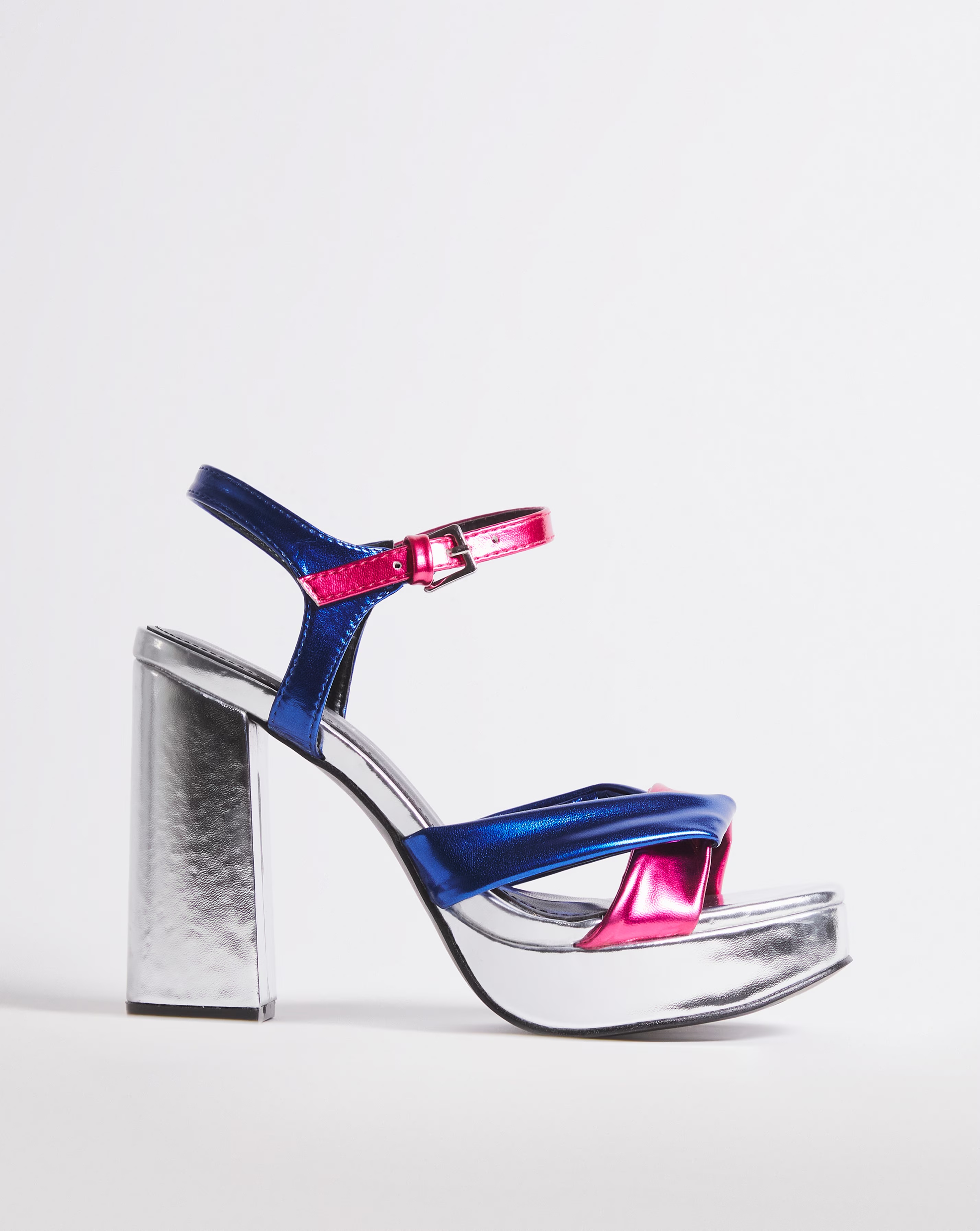 Anzio Metallic Colour Block Platform Sandals - Wide Fit (E)