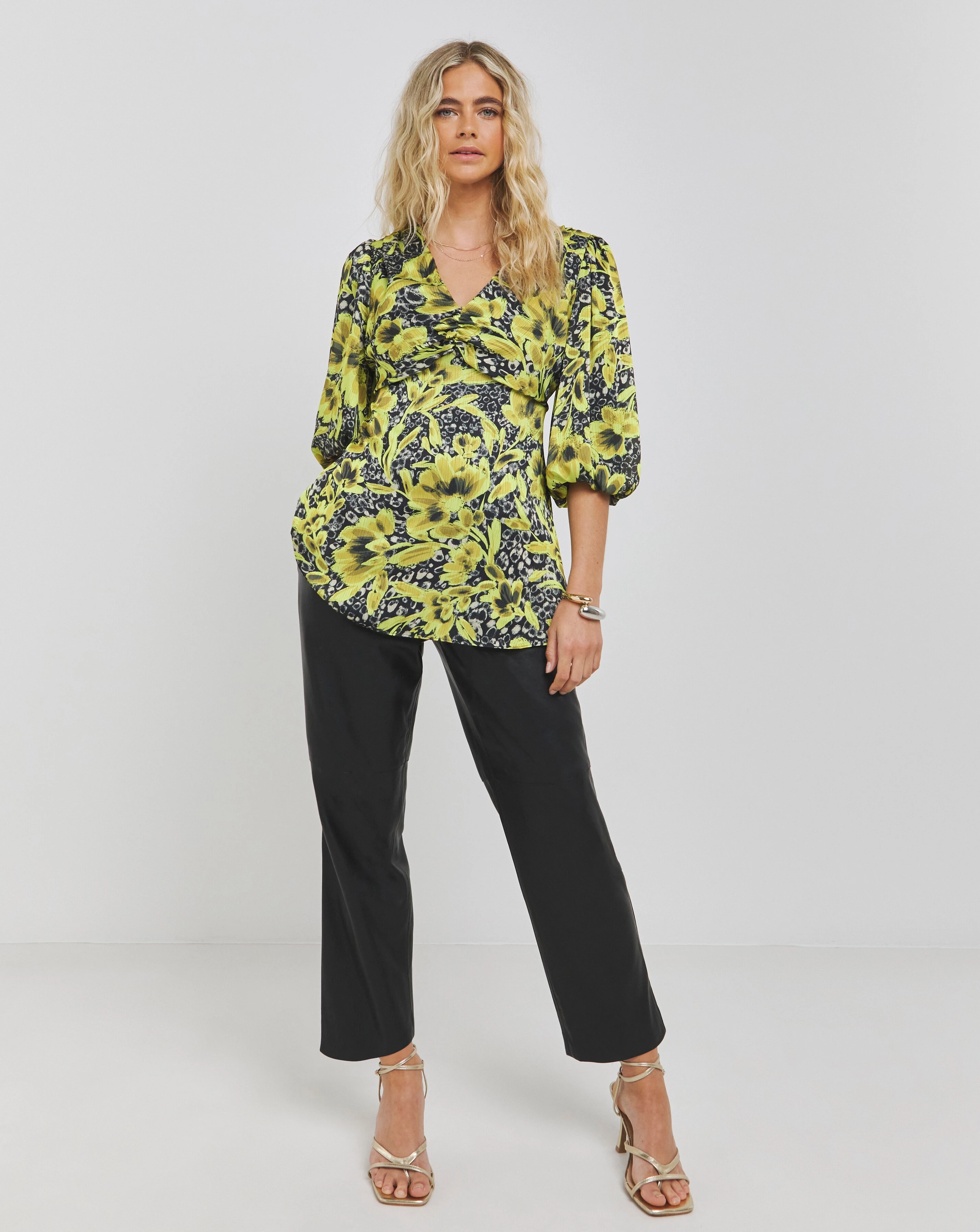 Joanna Hope Satin Balloon Sleeve Blouse