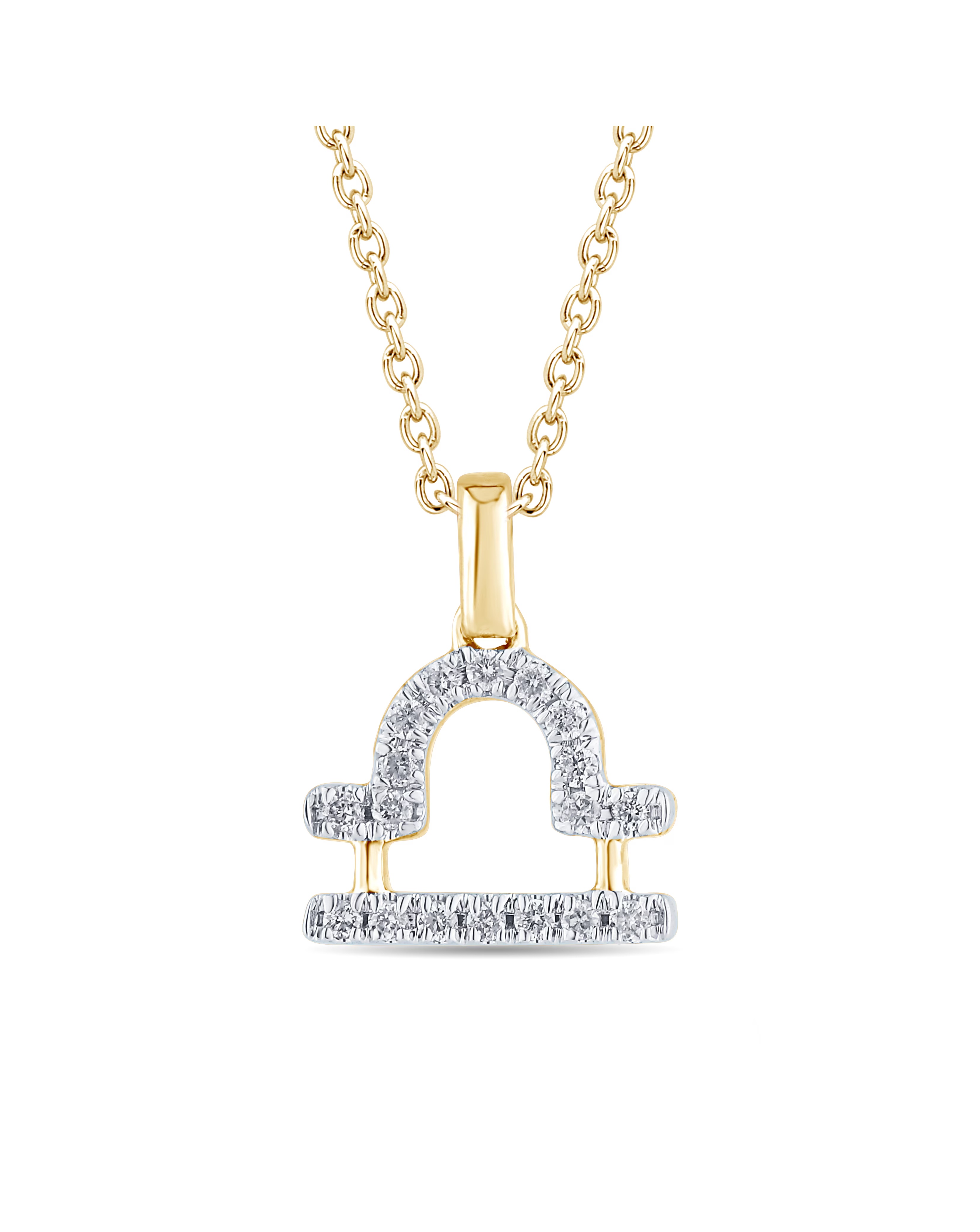 9ct Gold Diamond Libra Pendant on 18 inch chain