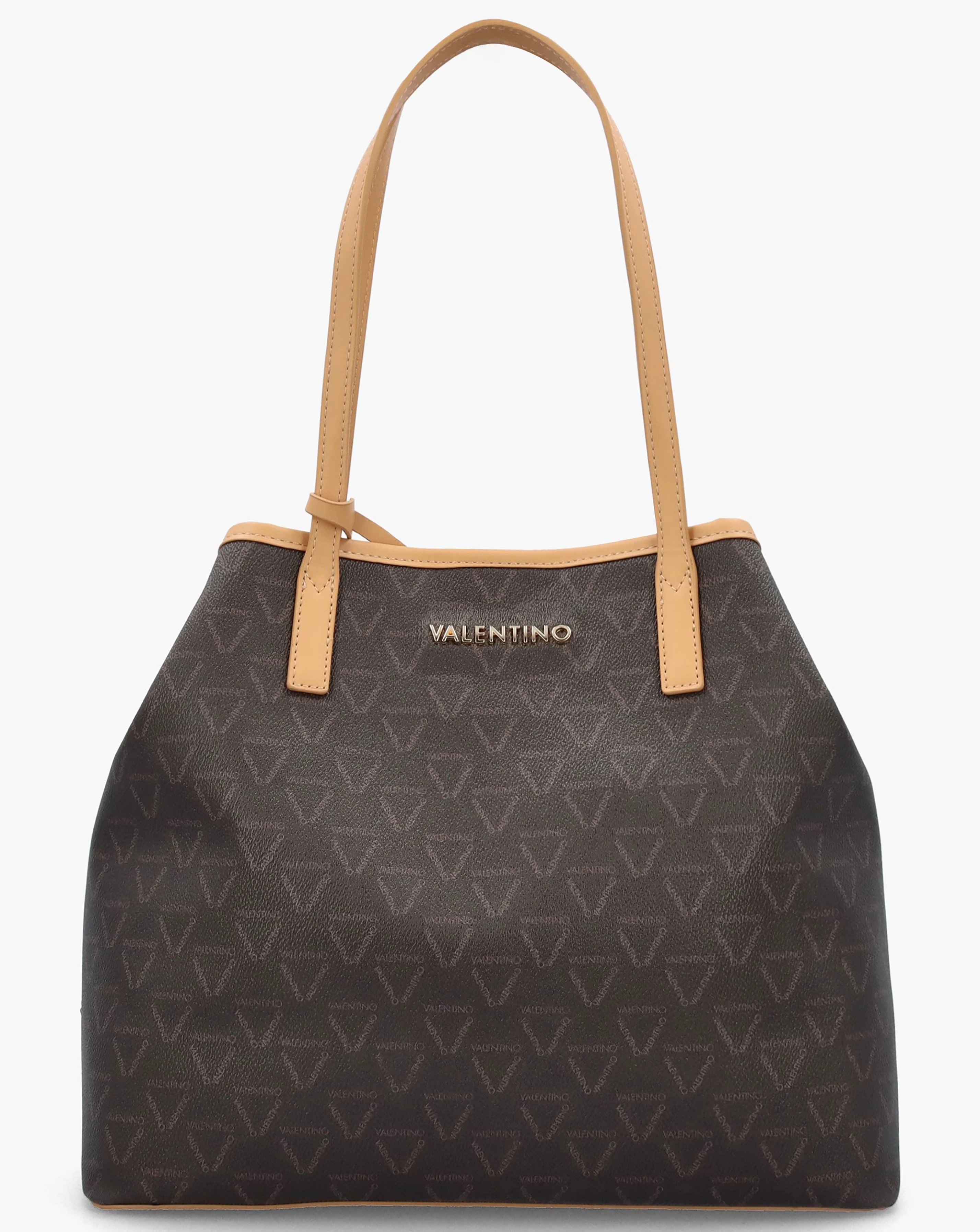 Valentino Bags Lady Brown Multi Repeat Logo Shopper Bag