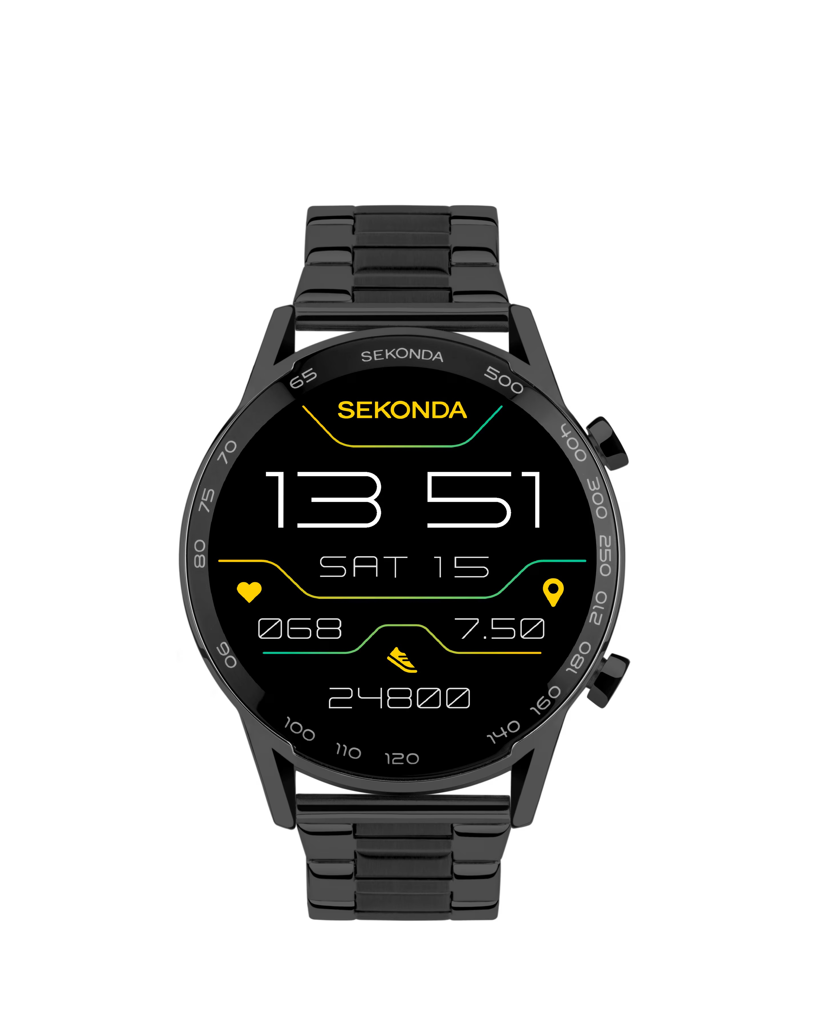 Sekonda Active Plus Smart Watch - Black Alloy Case & Stainless Steel Bracelet