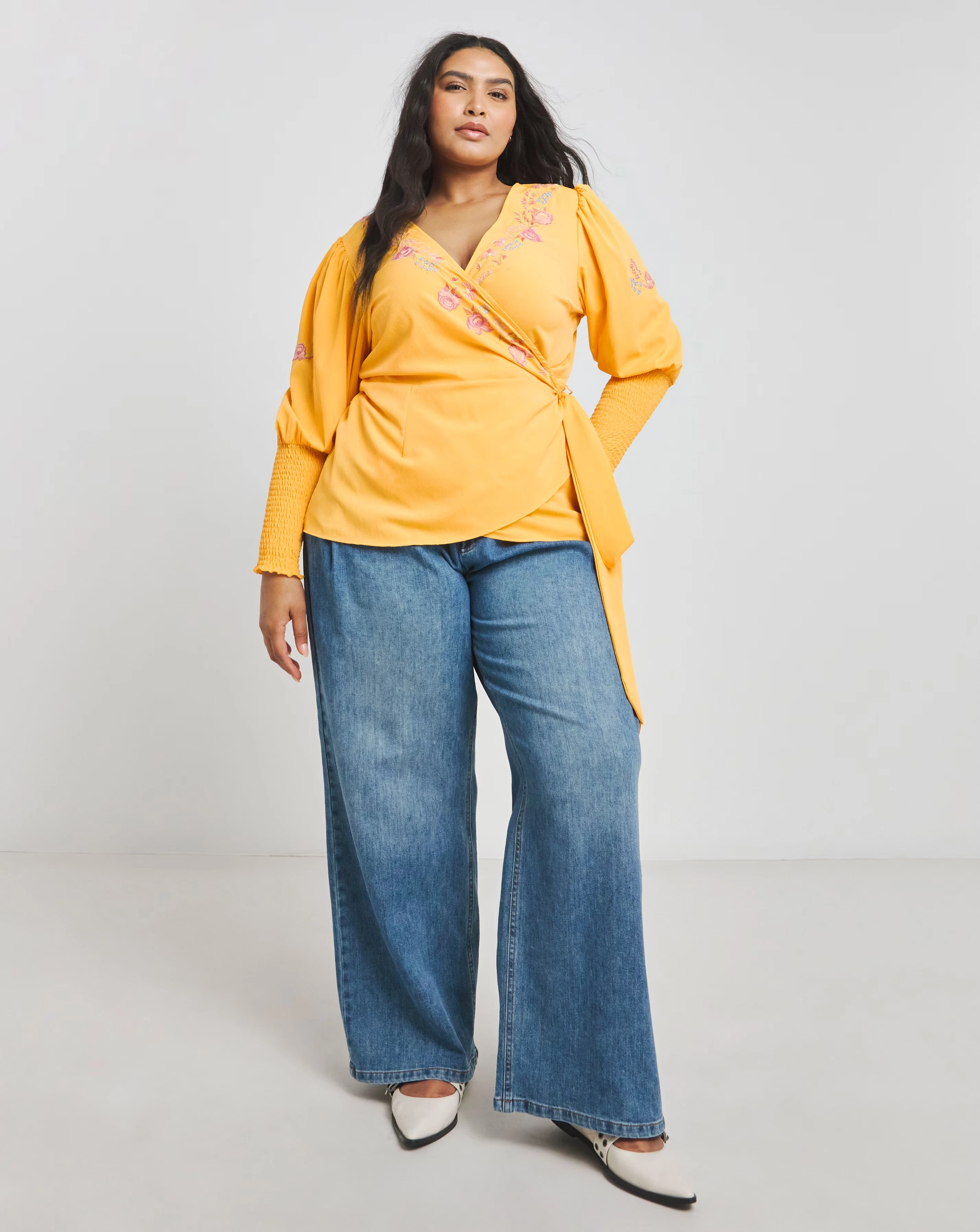 1527-ochre-floral-embroidered-wrap-top-with-shirred-cuffs-1.webp