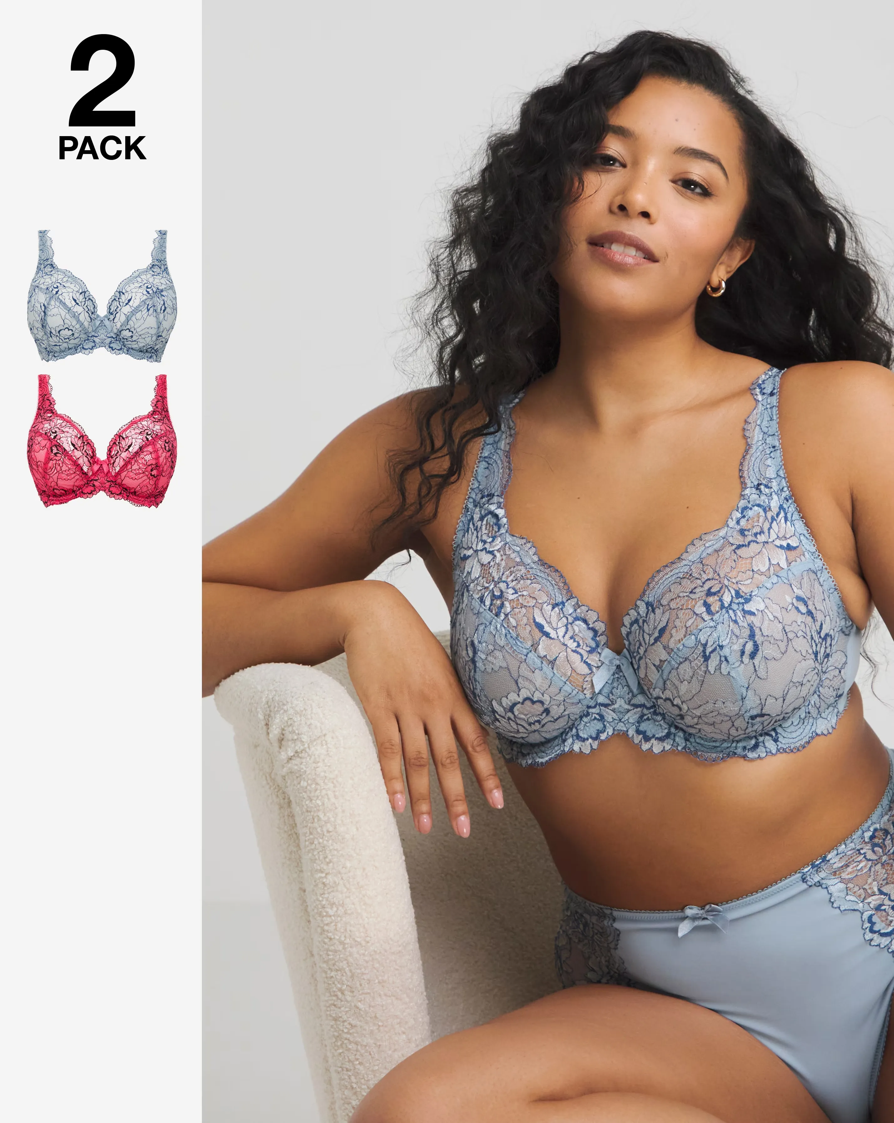 Pretty Secrets 2 Pack Ella Lace Full Cup Wired Bras B-J