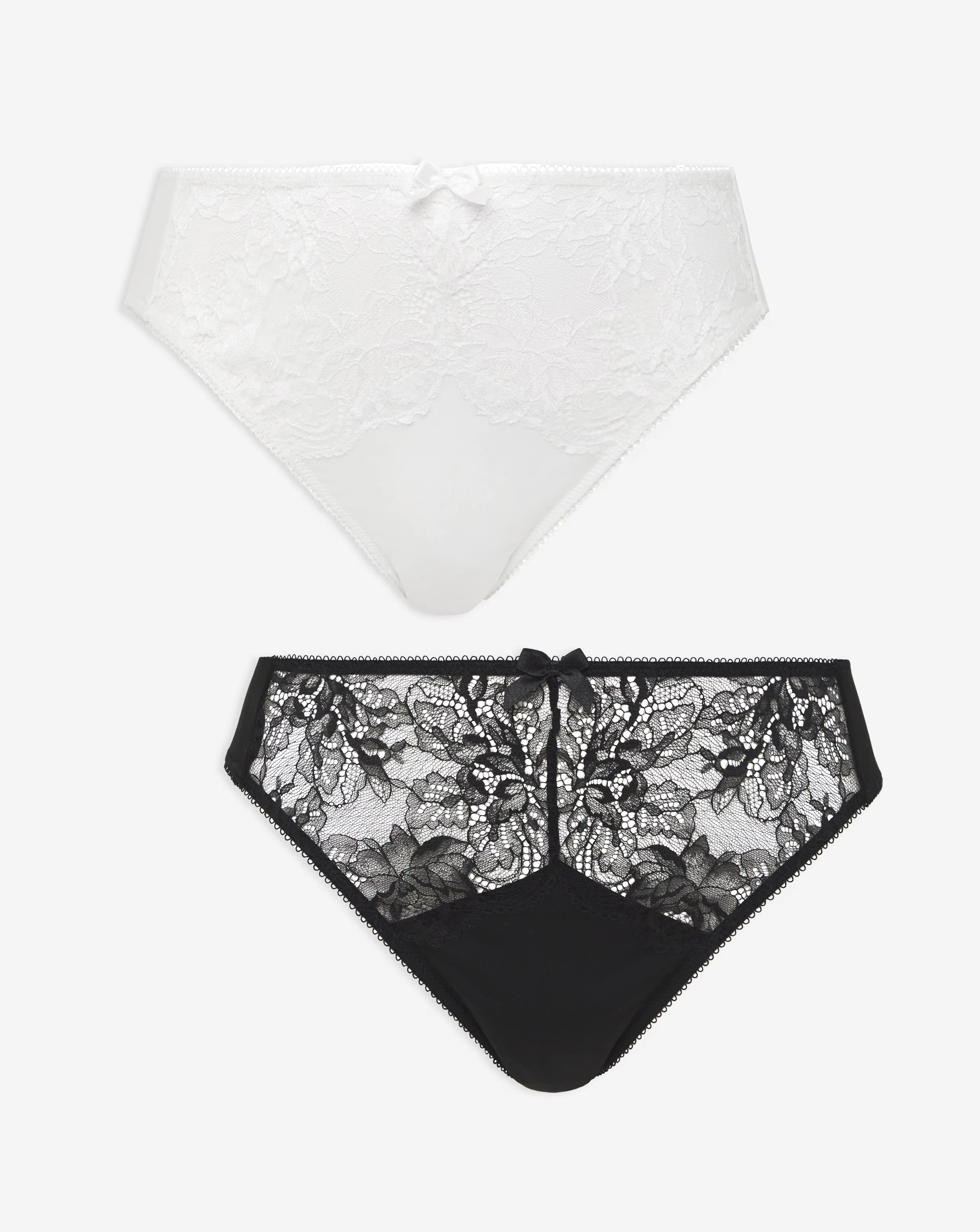 2 Pack Ella Lace Midi High Leg Briefs