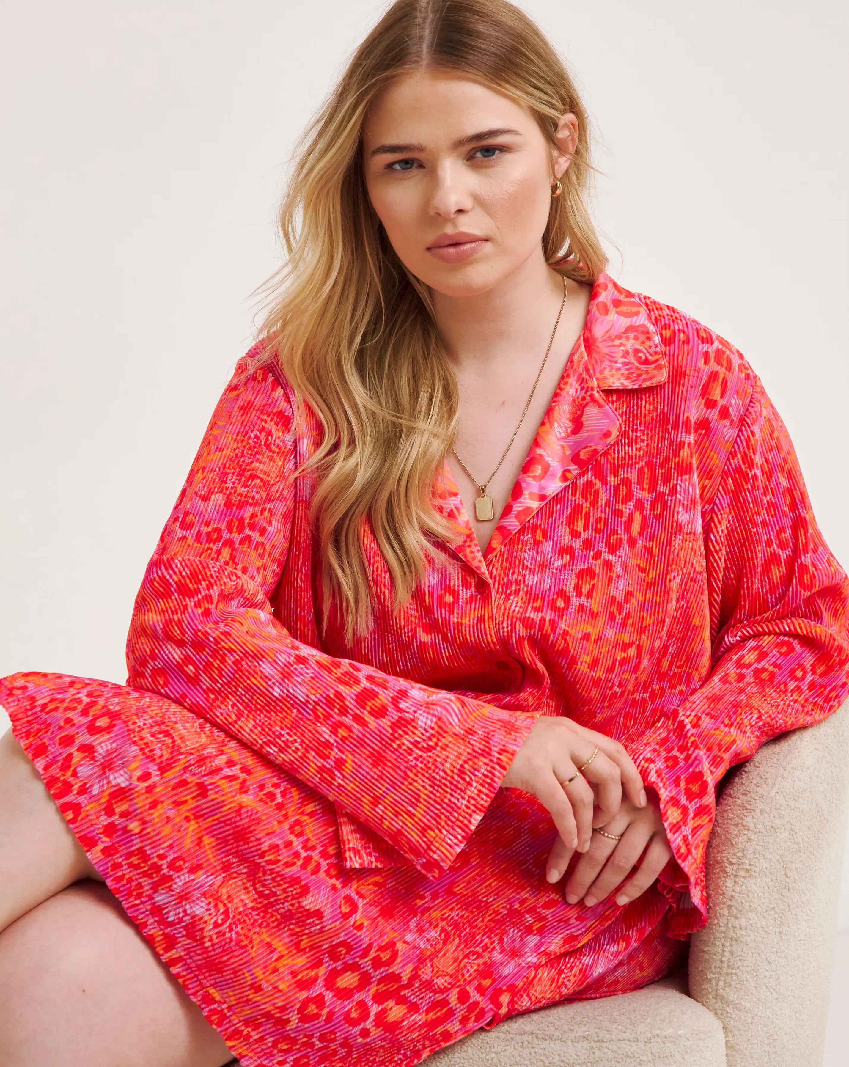 Button Through Plisse Night Shirt