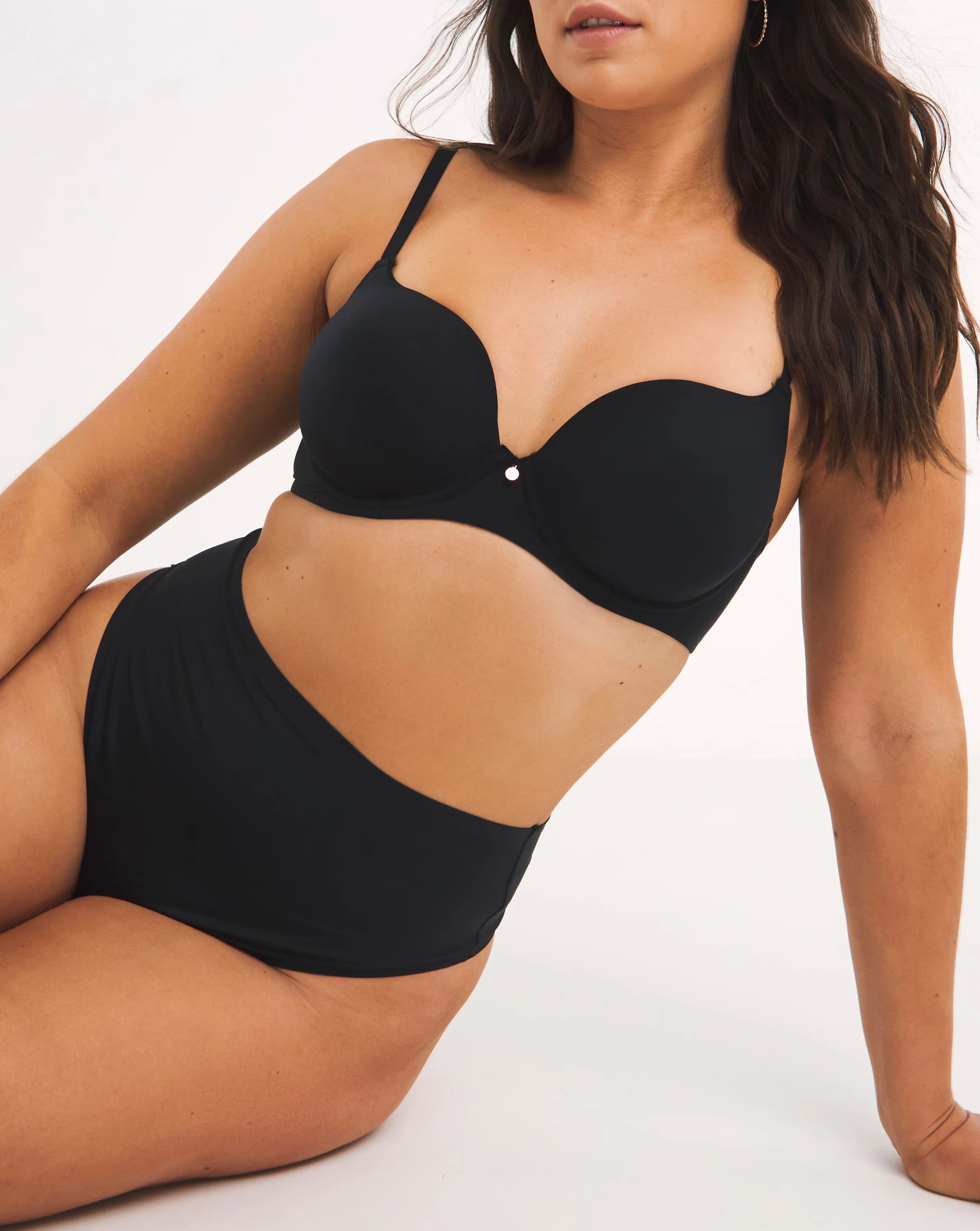 Figleaves Smoothing High Waisted Thong -  Black