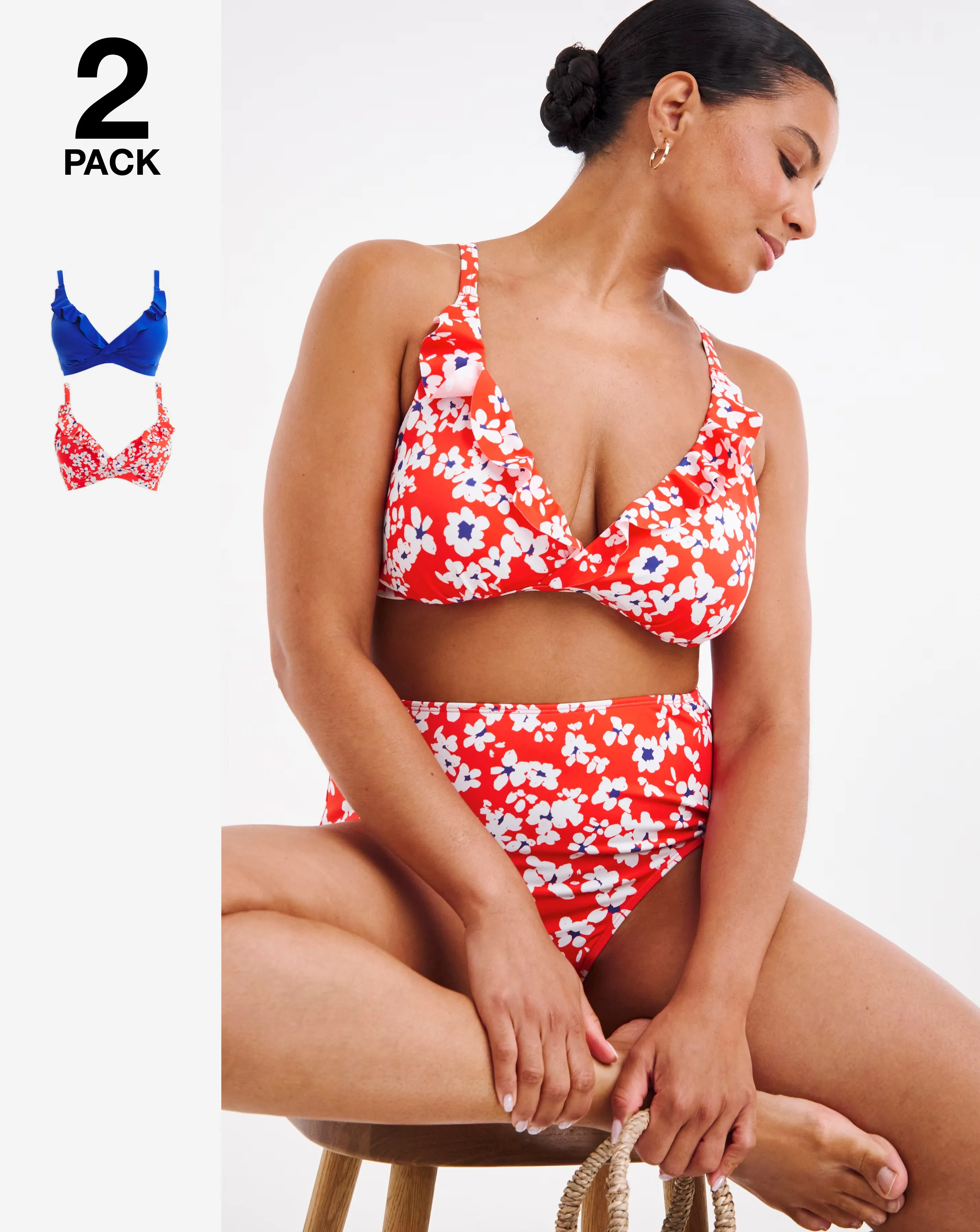 Value 2 Pack Ruffle Plunge Bikini Tops