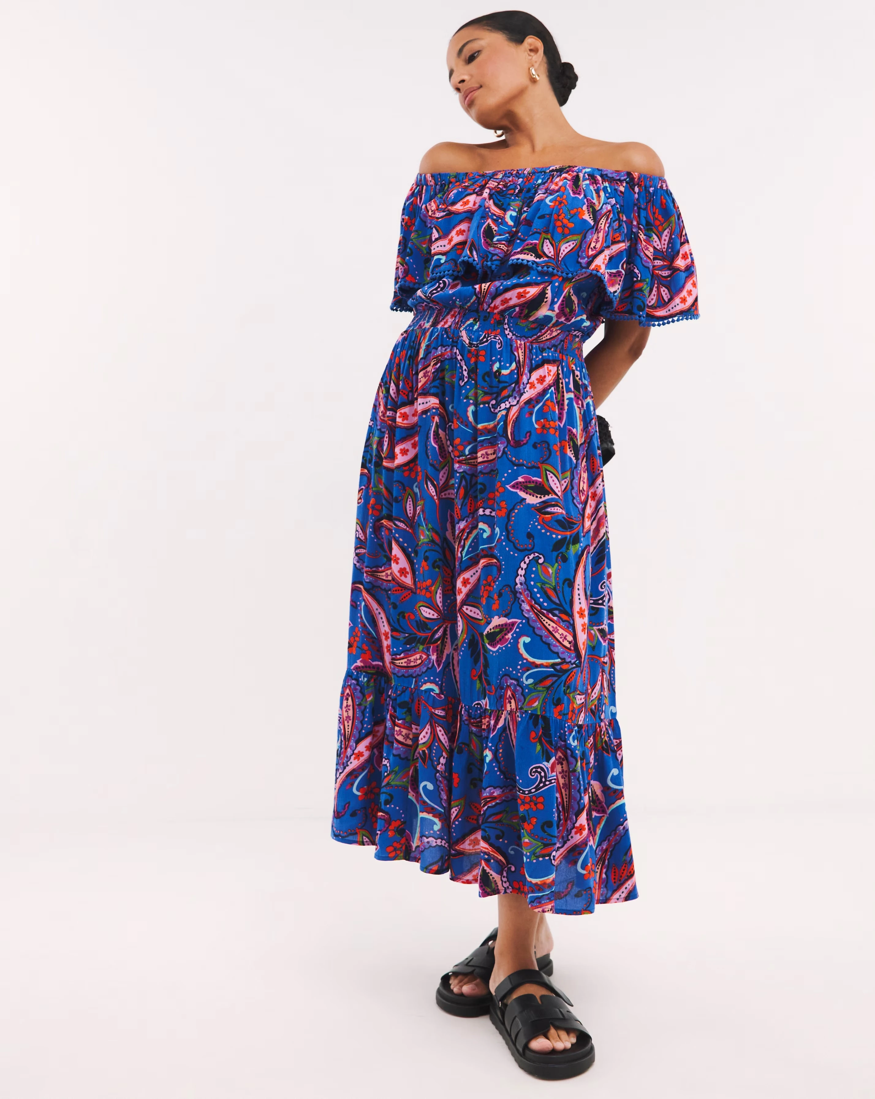 Maxi Bardot Beach Dress