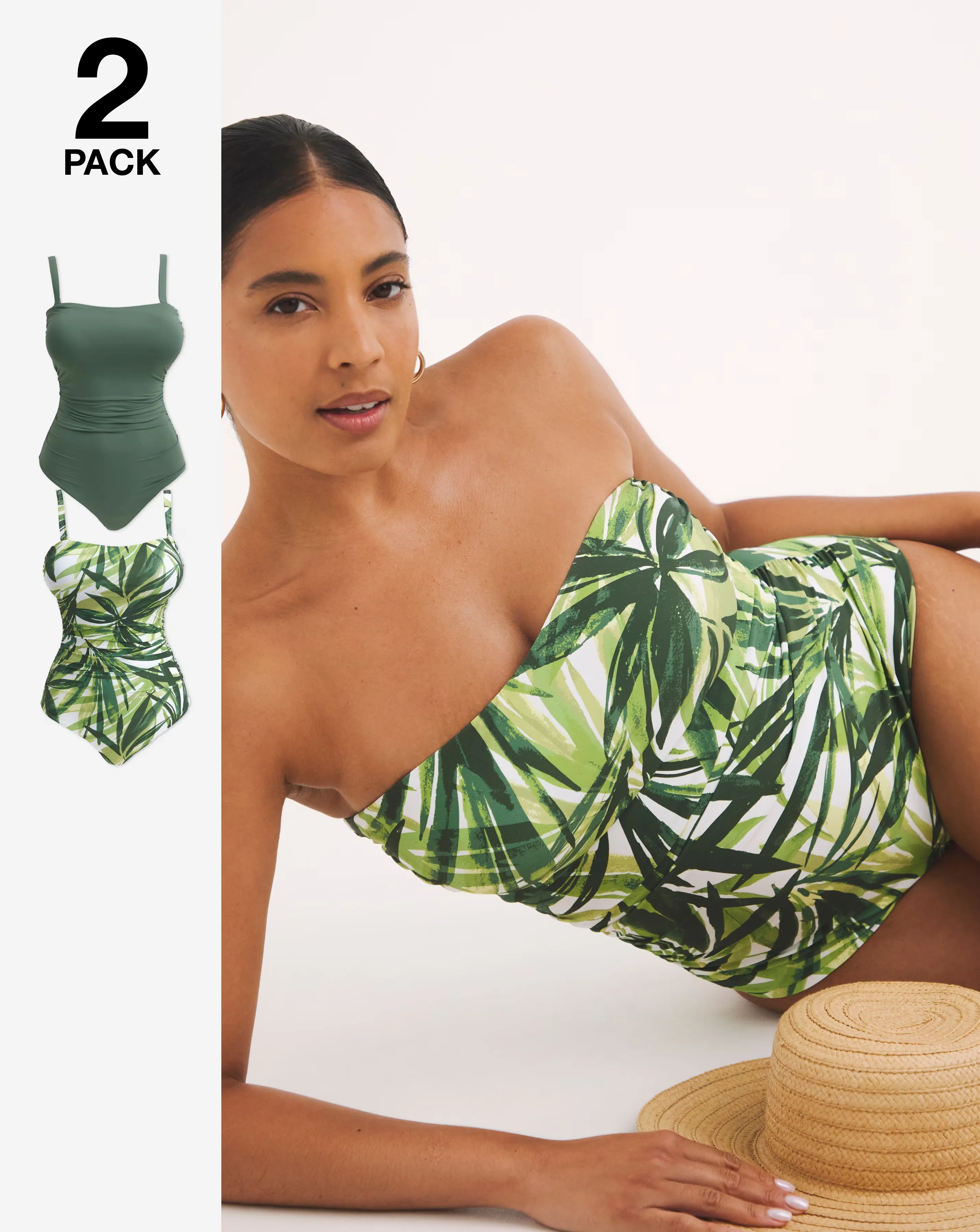 MAGISCULPT 2 Pack Bandeau Swimsuits With Detachable Straps