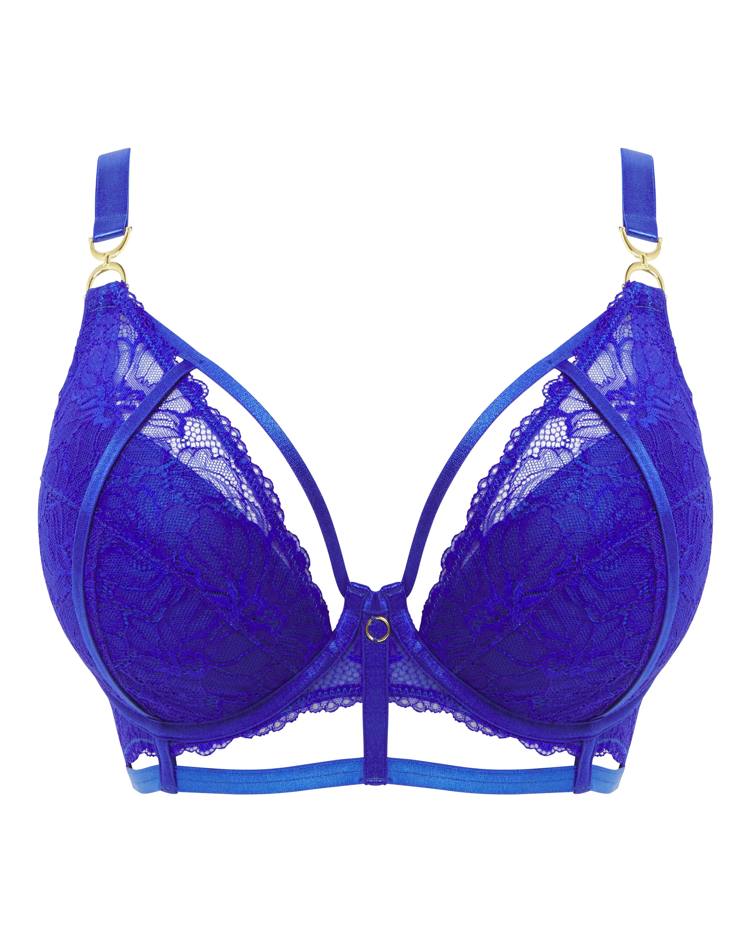 Figleaves Layla Lace And Strapping Balcony Bra B-G