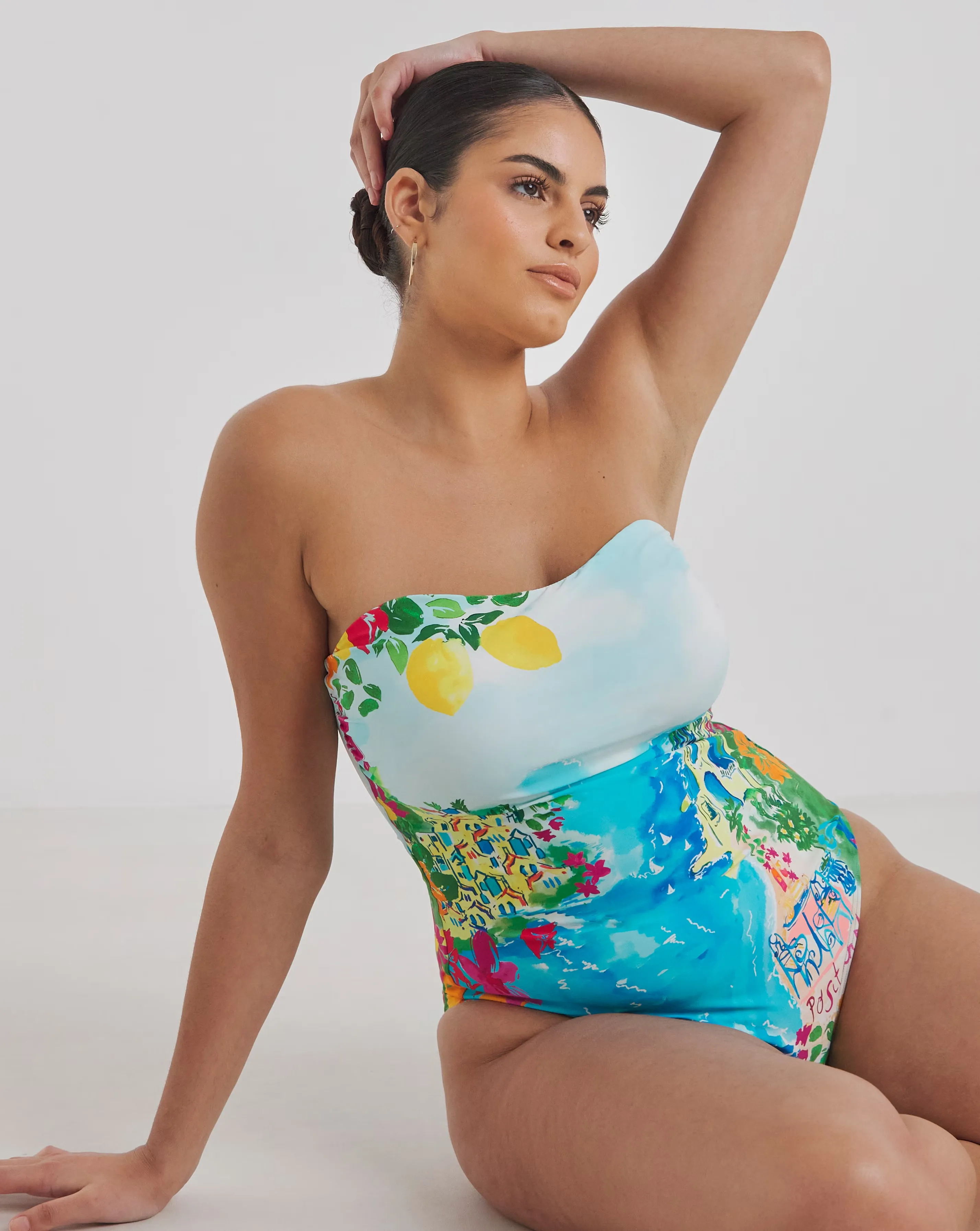 Simply Be Positano Print Bandeau Swimsuit