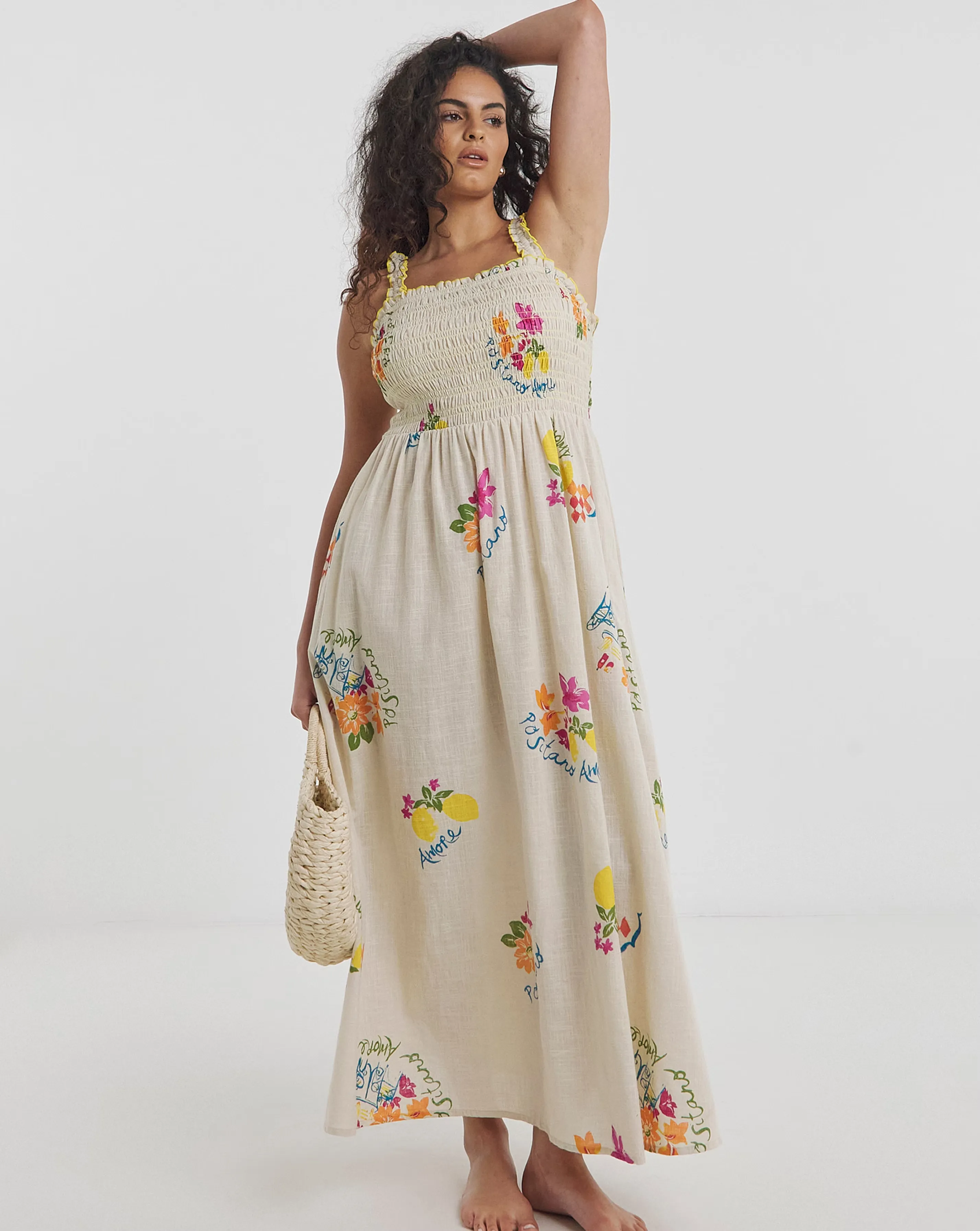 Simply Be Cotton Shirred Maxi Beach Dress
