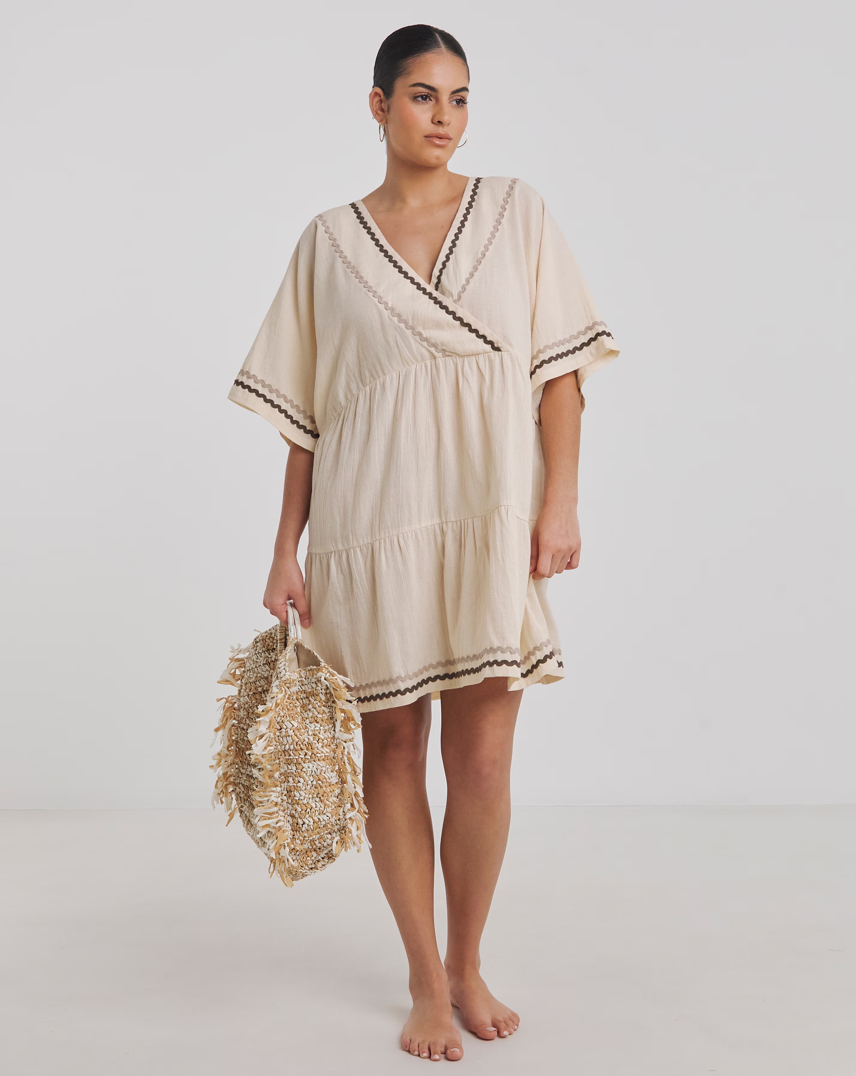 Beach to Beach Cotton Ric Rac Mini Beach Dress