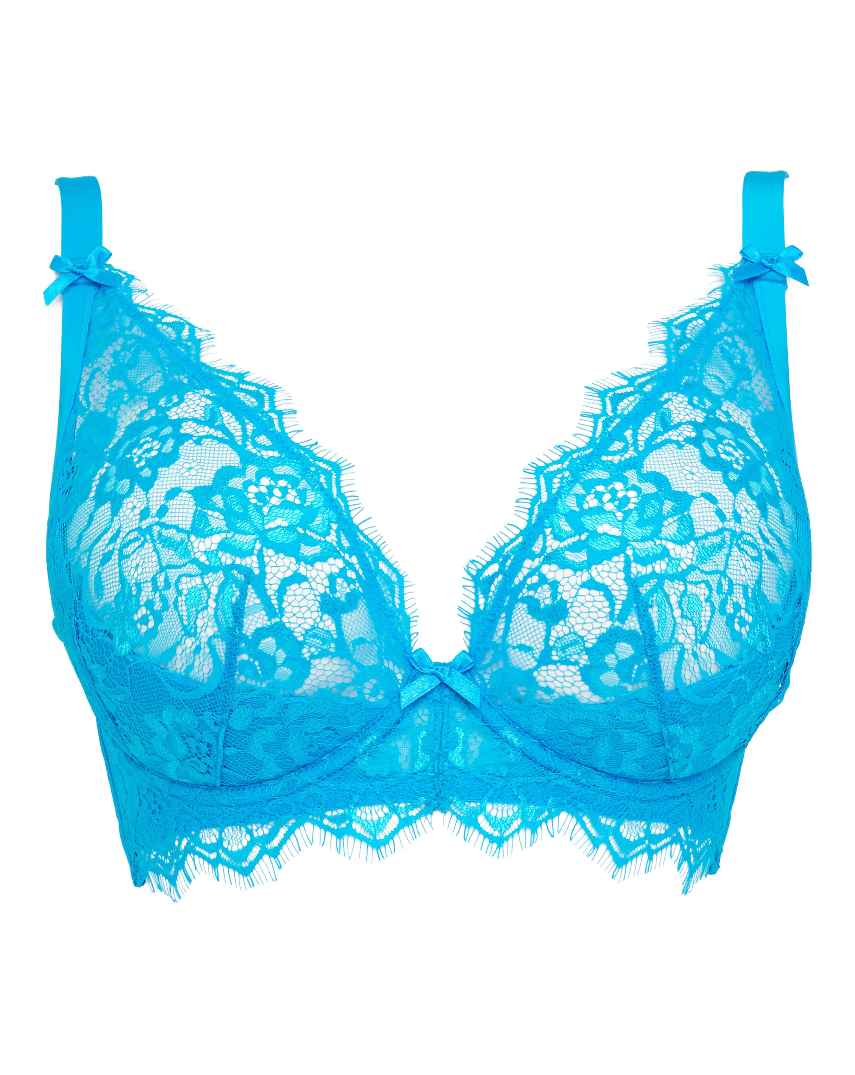 Figleaves Pulse Lace Underwired Plunge Bra B-G -Aqua