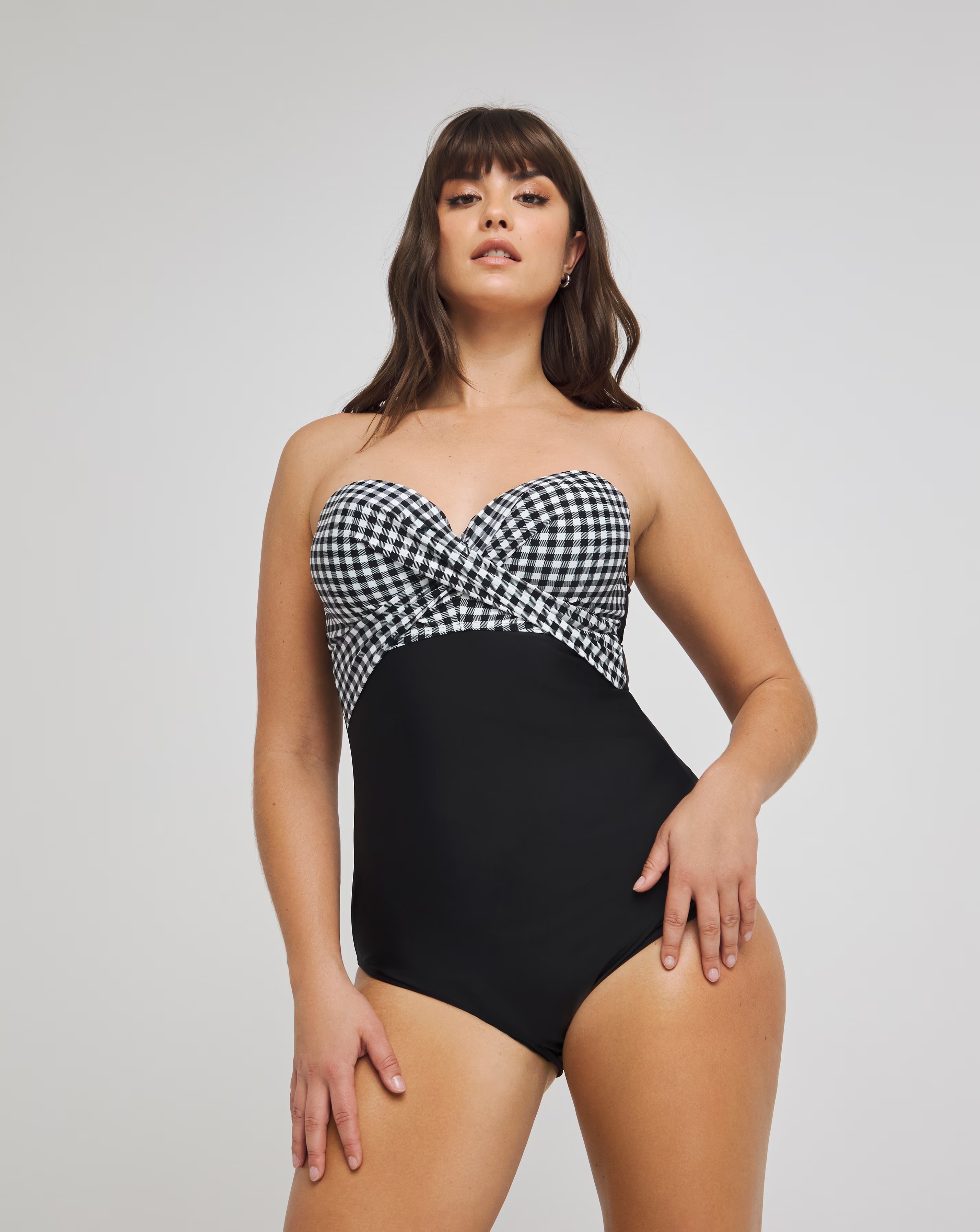 Figleaves Tailor Twist Underwired Bandeau Tummy Control Swimsuit