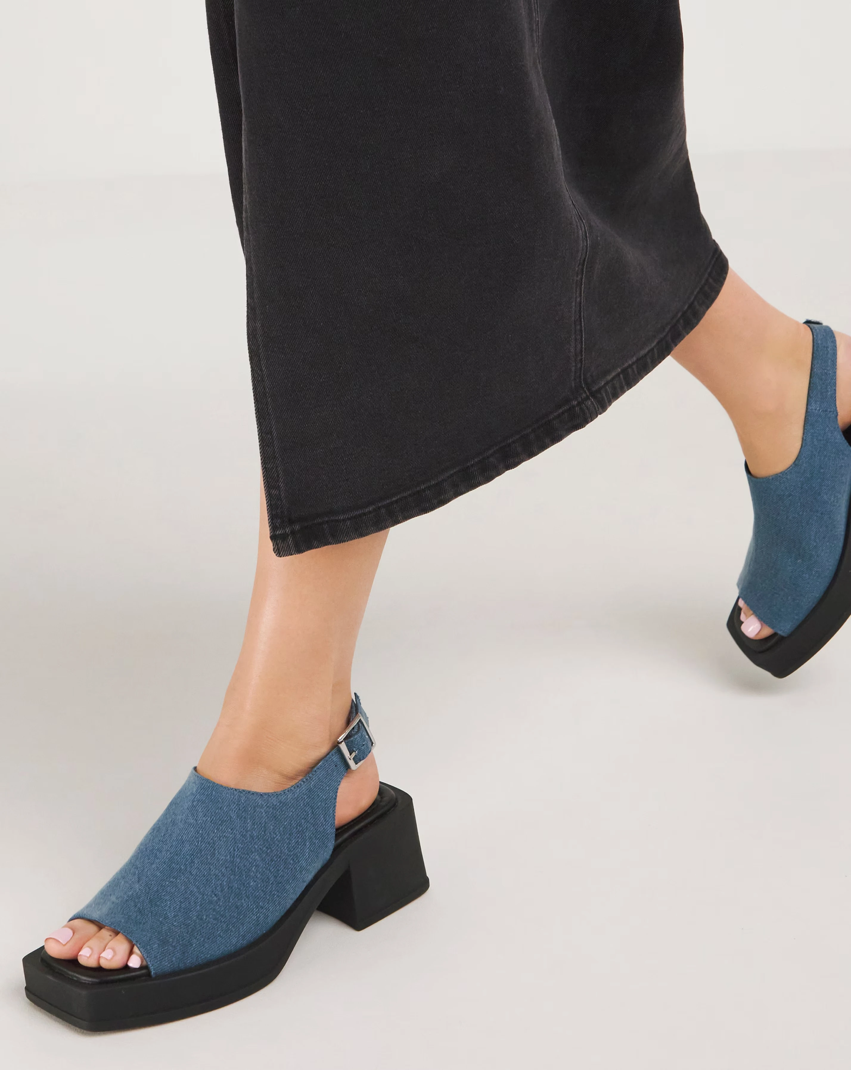 Simply Be Monica Slingback Peep Toe Block Heel Sandals Wide E Fit
