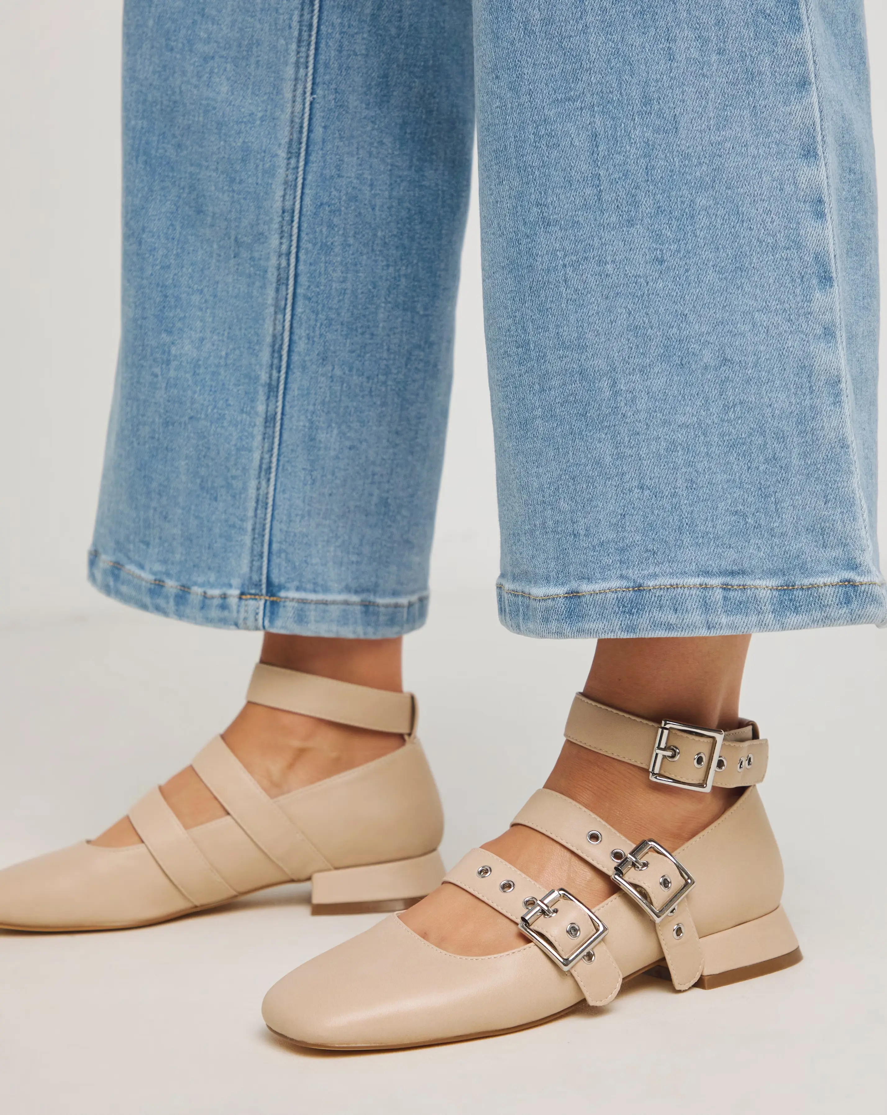 Garcelle Multi Strap Buckle Block Heel Shoes Extra Wide EEE Fit