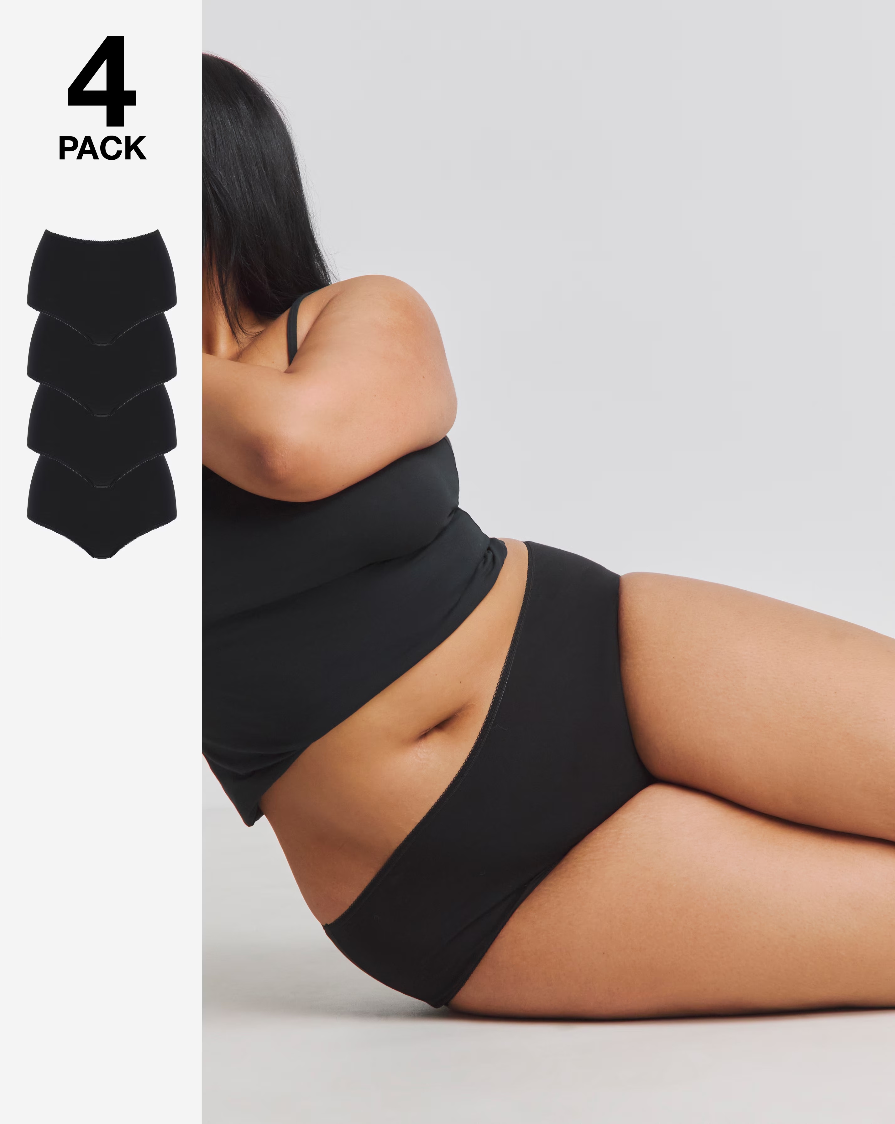 Pretty Secrets (4 Pack) Cotton Full Brief Knickers Black