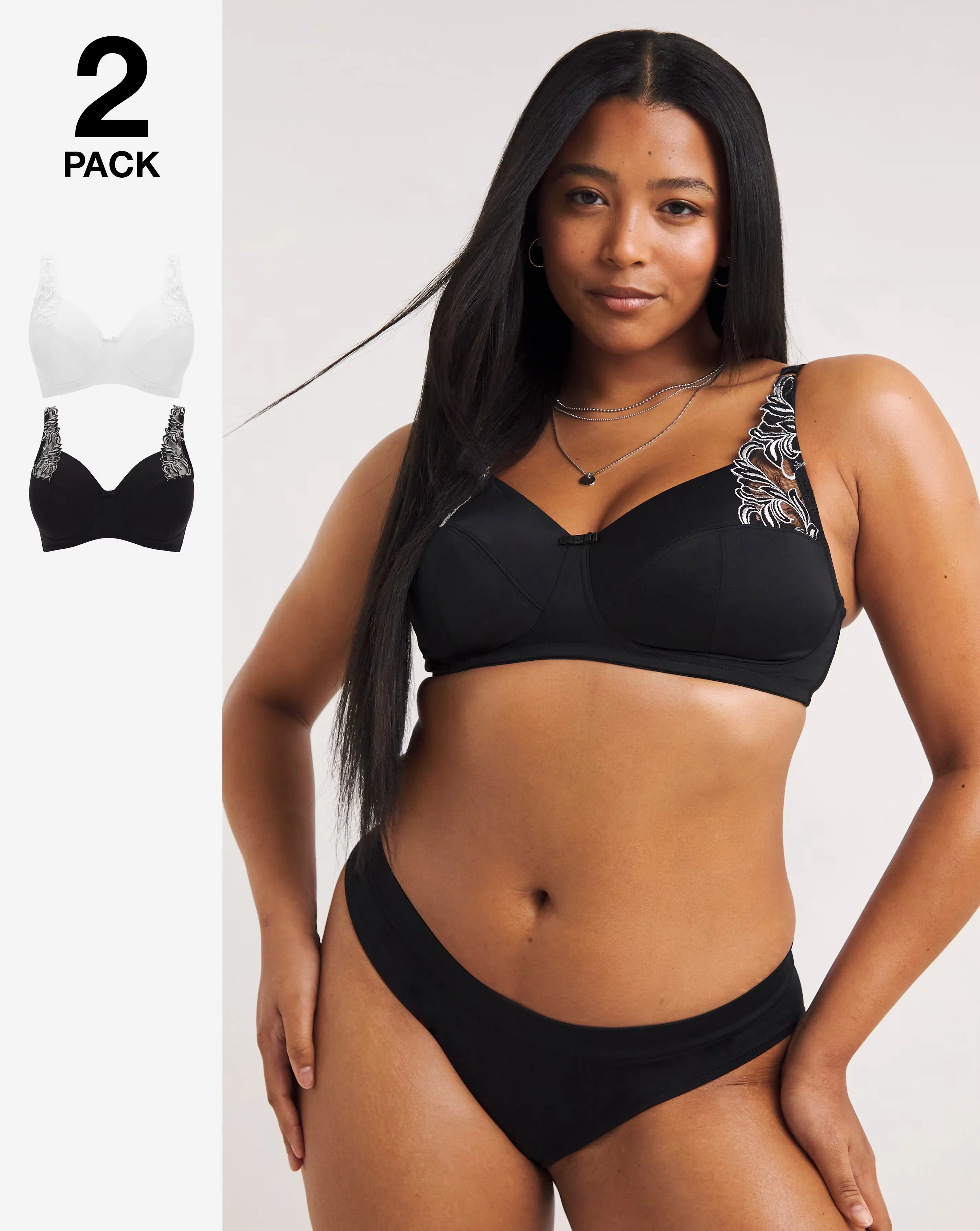 Pretty Secrets 2 Pack Flora Embroidered Full Cup Non Wired Black/White Bras 1 169232-pretty-secrets-2-pack-flora-embroidered-full-cup-non-wired-black-white-bras-1.webp