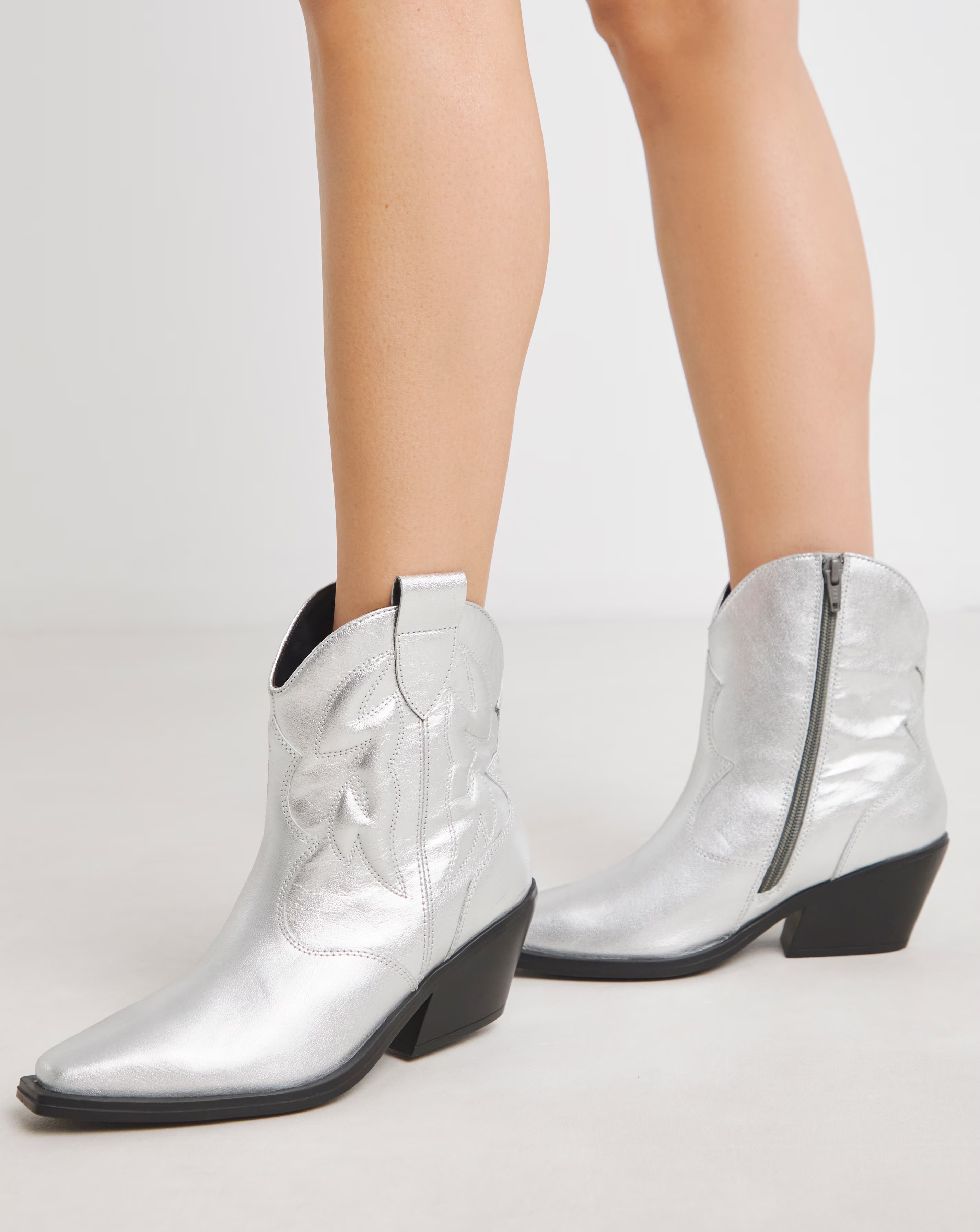 Angelique Embroidered Leather Ankle Western Boots Extra Wide EEE Fit