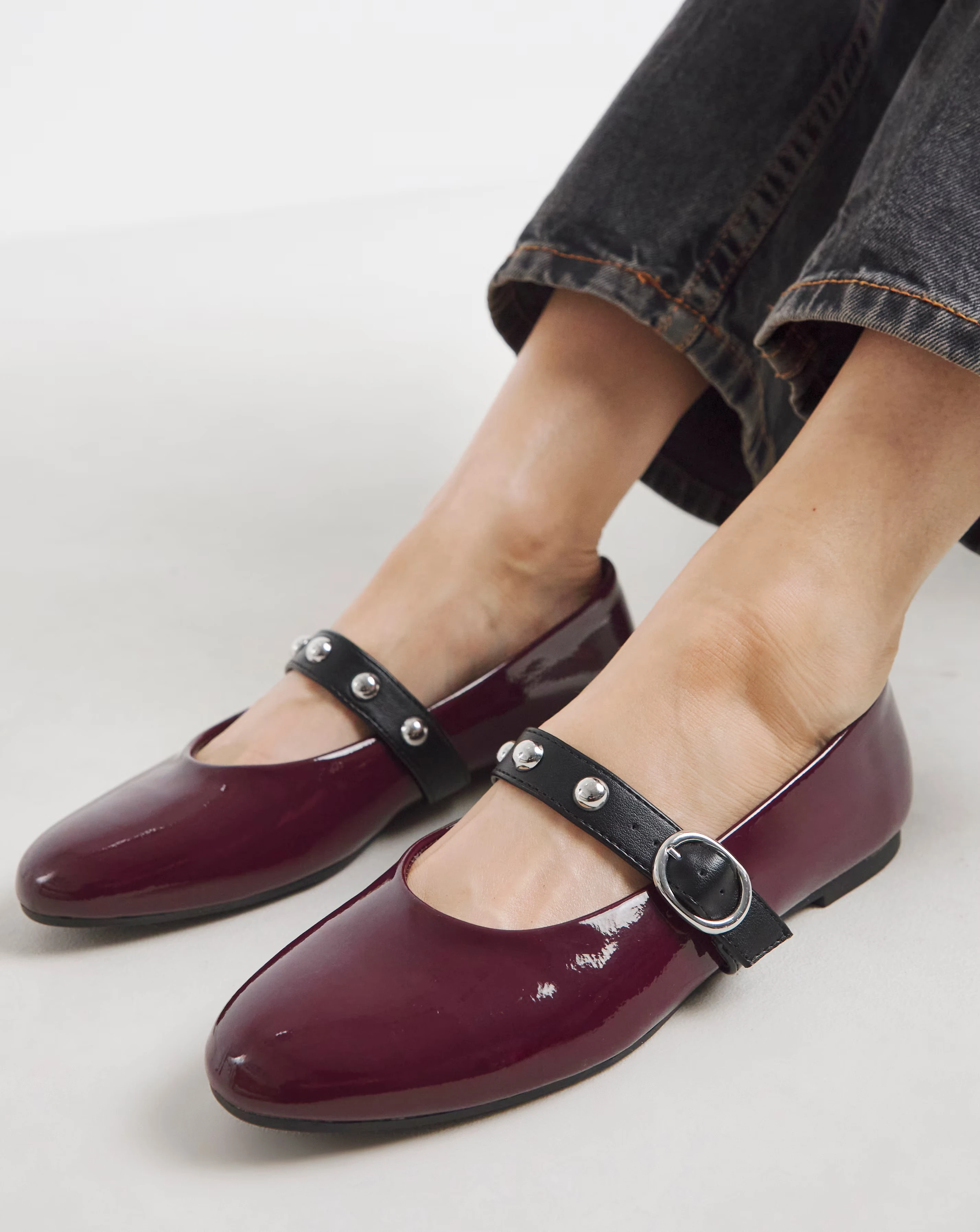 Optimism Studded Mary Jane Ballerina Shoes Extra Wide EEE Fit