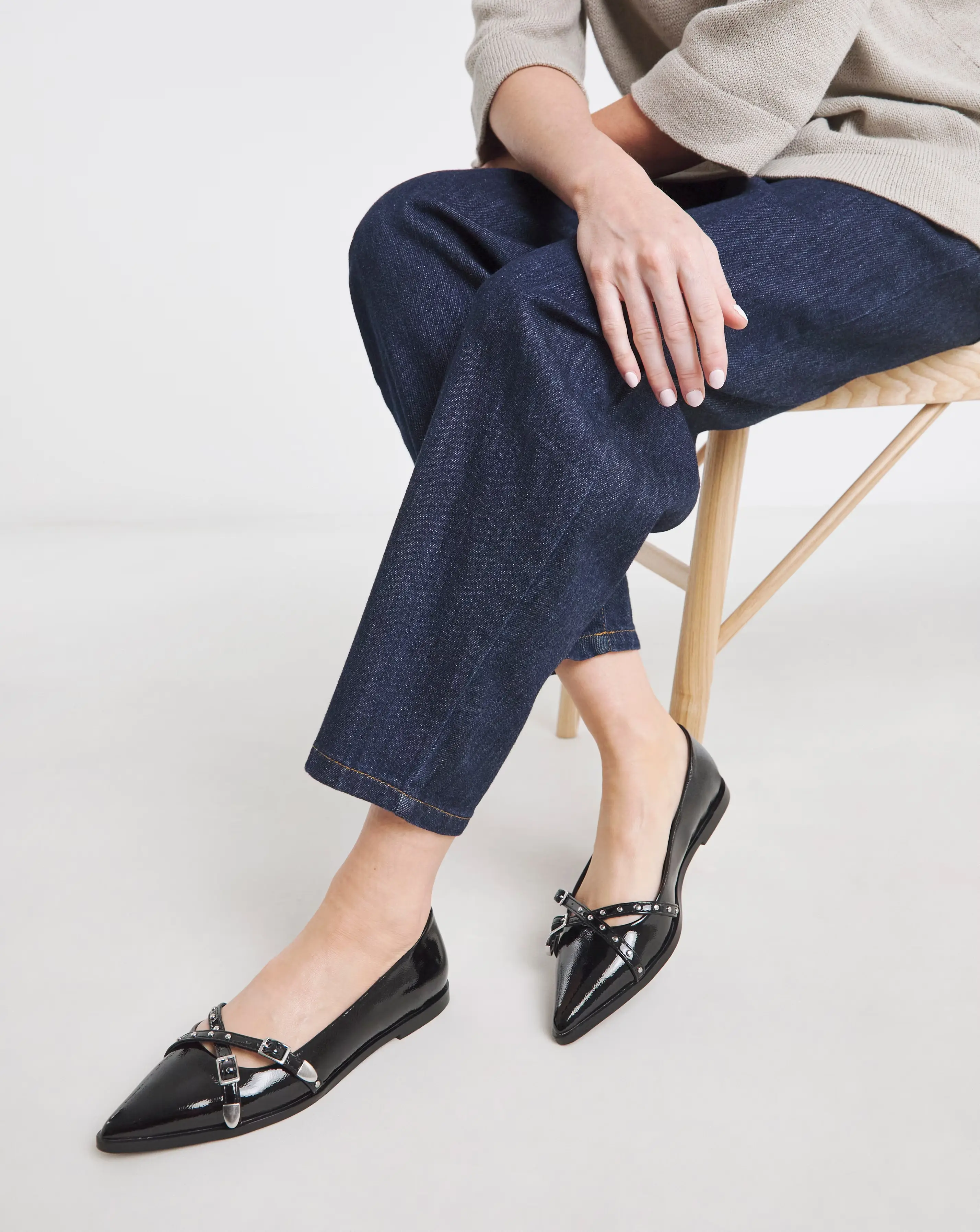 Livorno Pointed Buckle Detail Ballerina Extra Wide EEE Fit