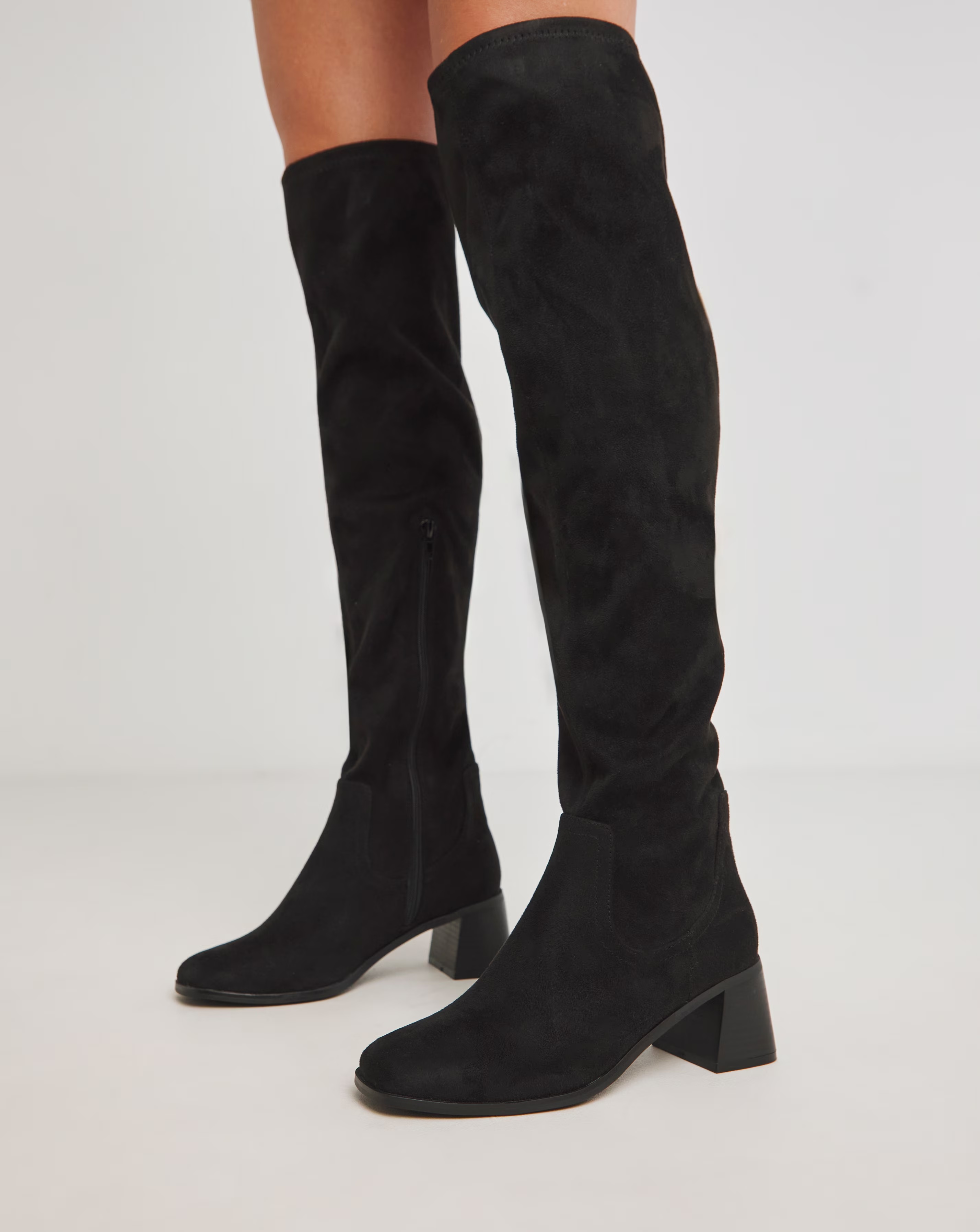 Walker Block Heel Over the Knee Stretch Boots Extra Wide EEE Fit Curvy Calf