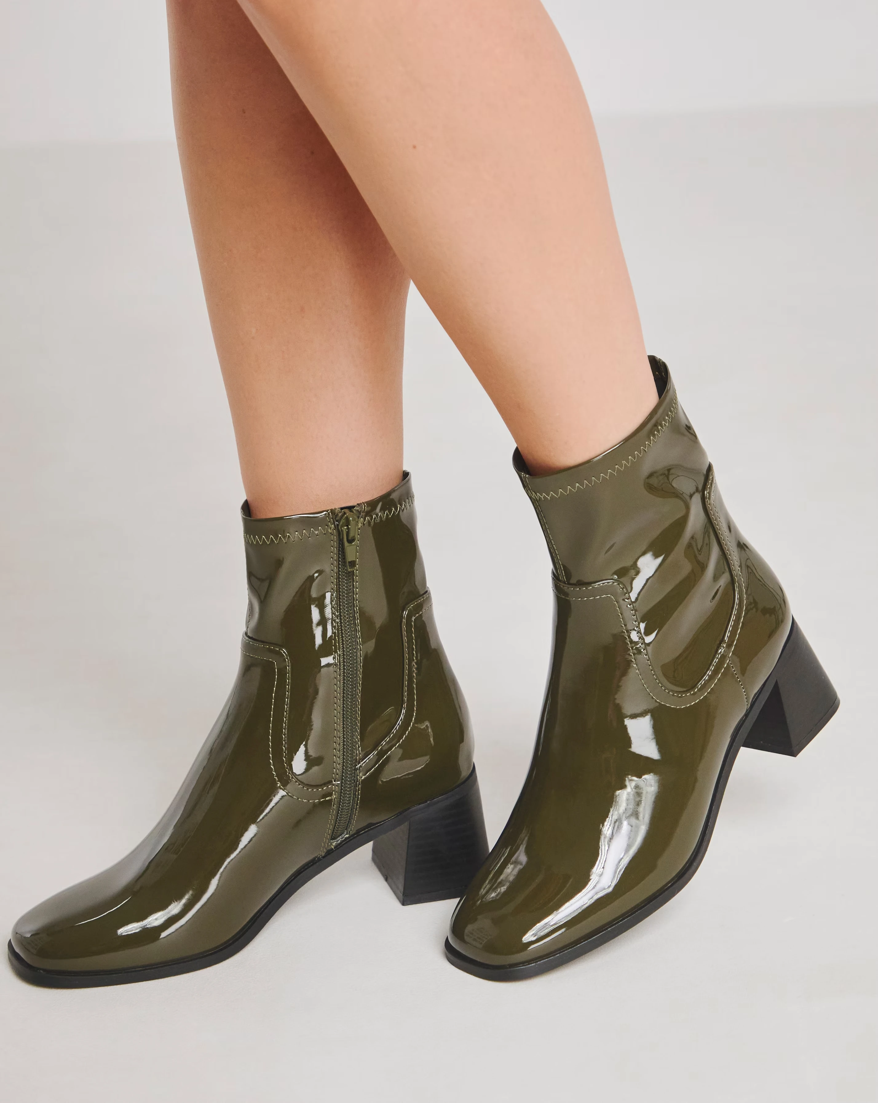 Whitney Classic Block Heel Stretch Ankle Boots Wide E Fit