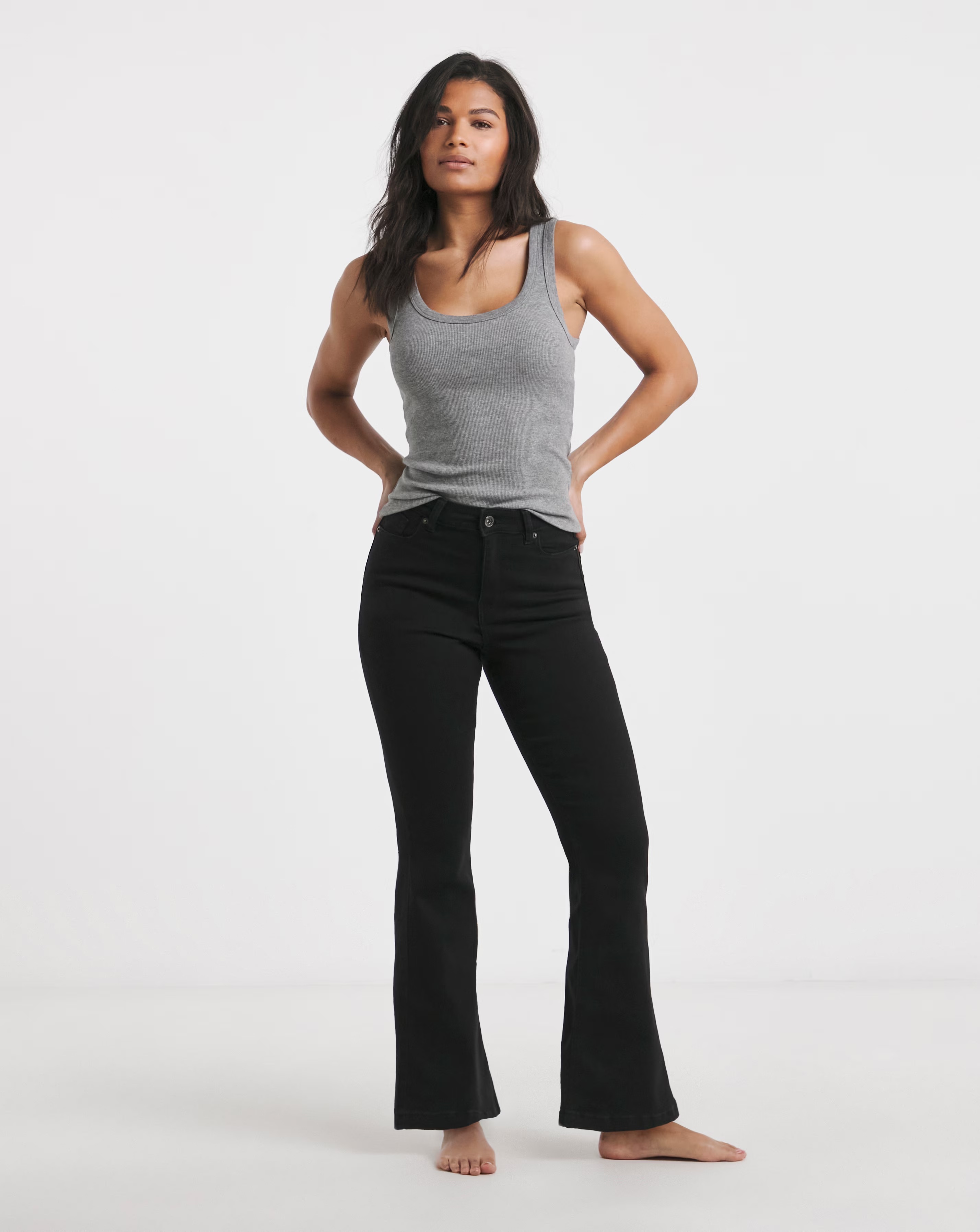Simply Be Kim Black High Waist Super Soft Bootcut Jeans