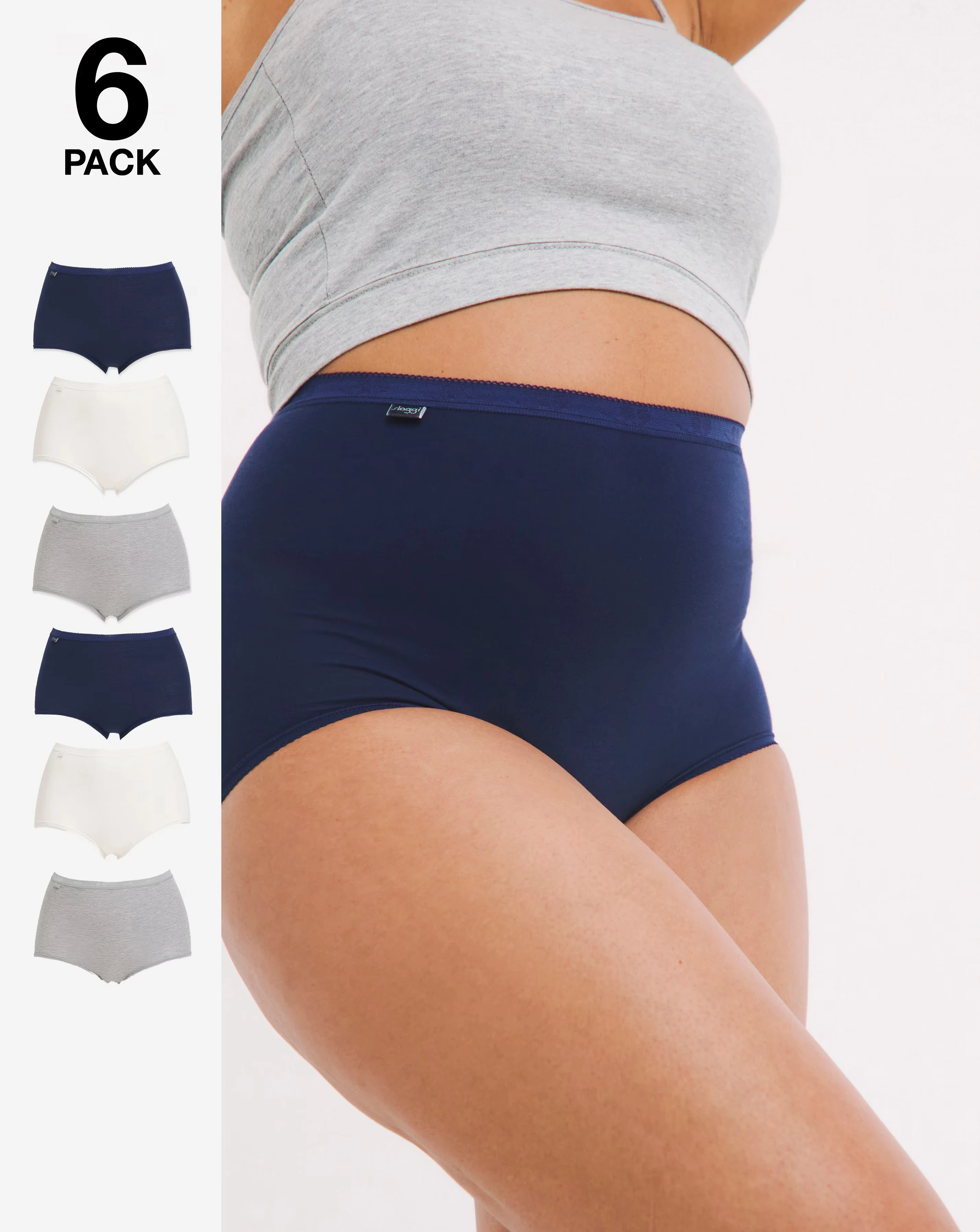 Sloggi (6 Pack) Basic Maxi Cotton Knickers Navy Mix
