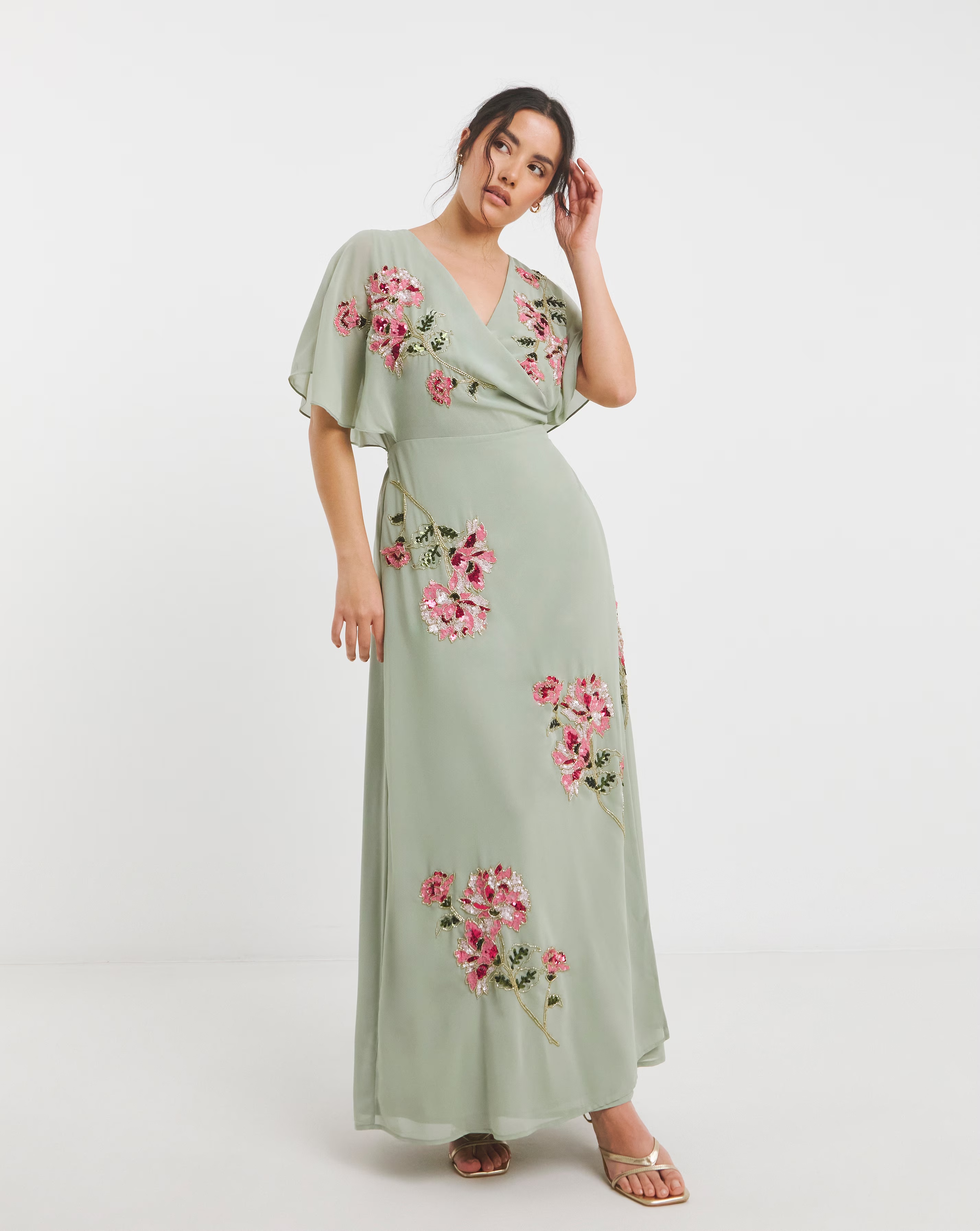 Maya Deluxe Embellished True Wrap Dress
