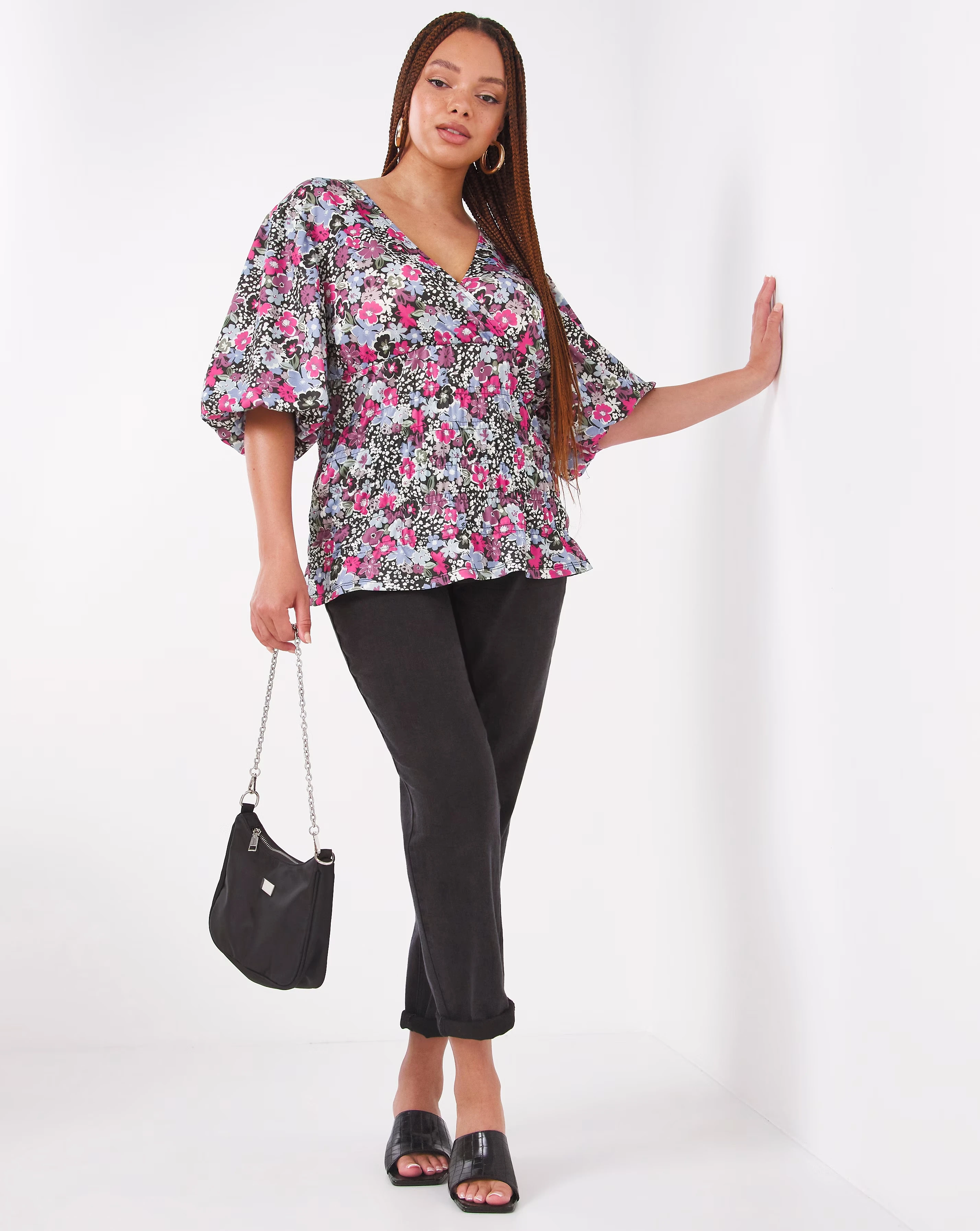 Wrap Front Shirred Top