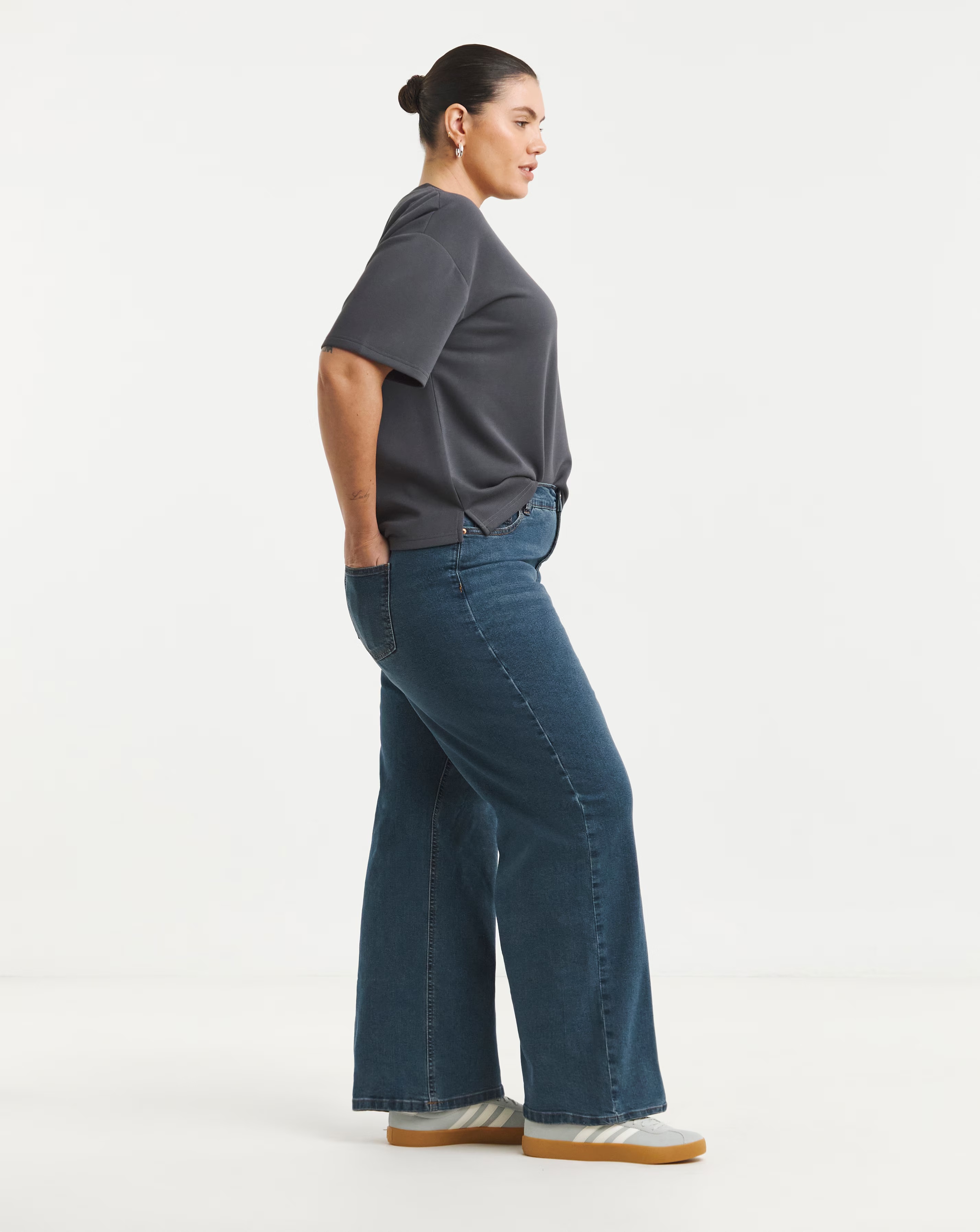 Simply Be Womens 24/7 Stretch Wide Leg Jeans - Vintage Blue