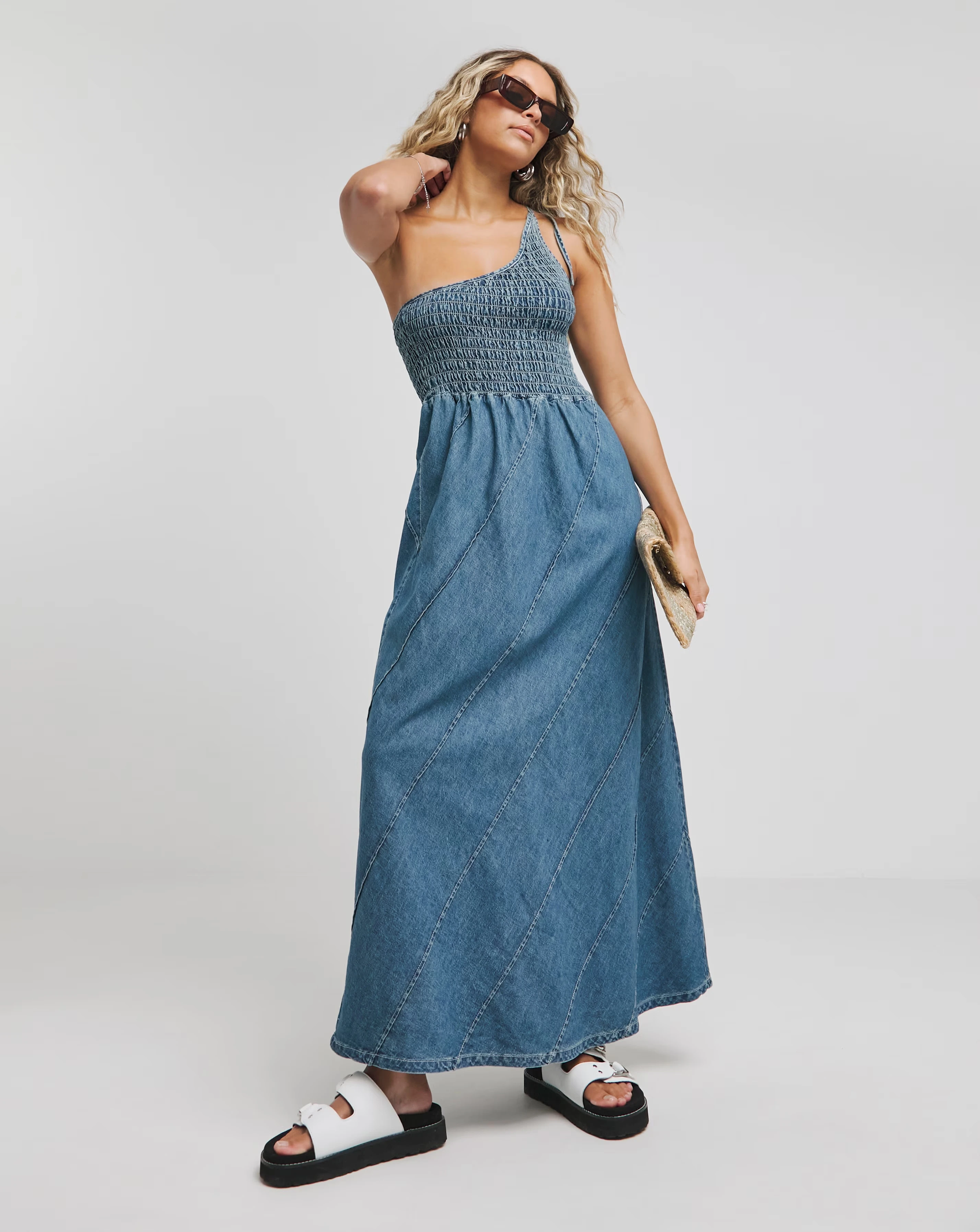 Simply Be Mid Blue Asymetric Denim Dress