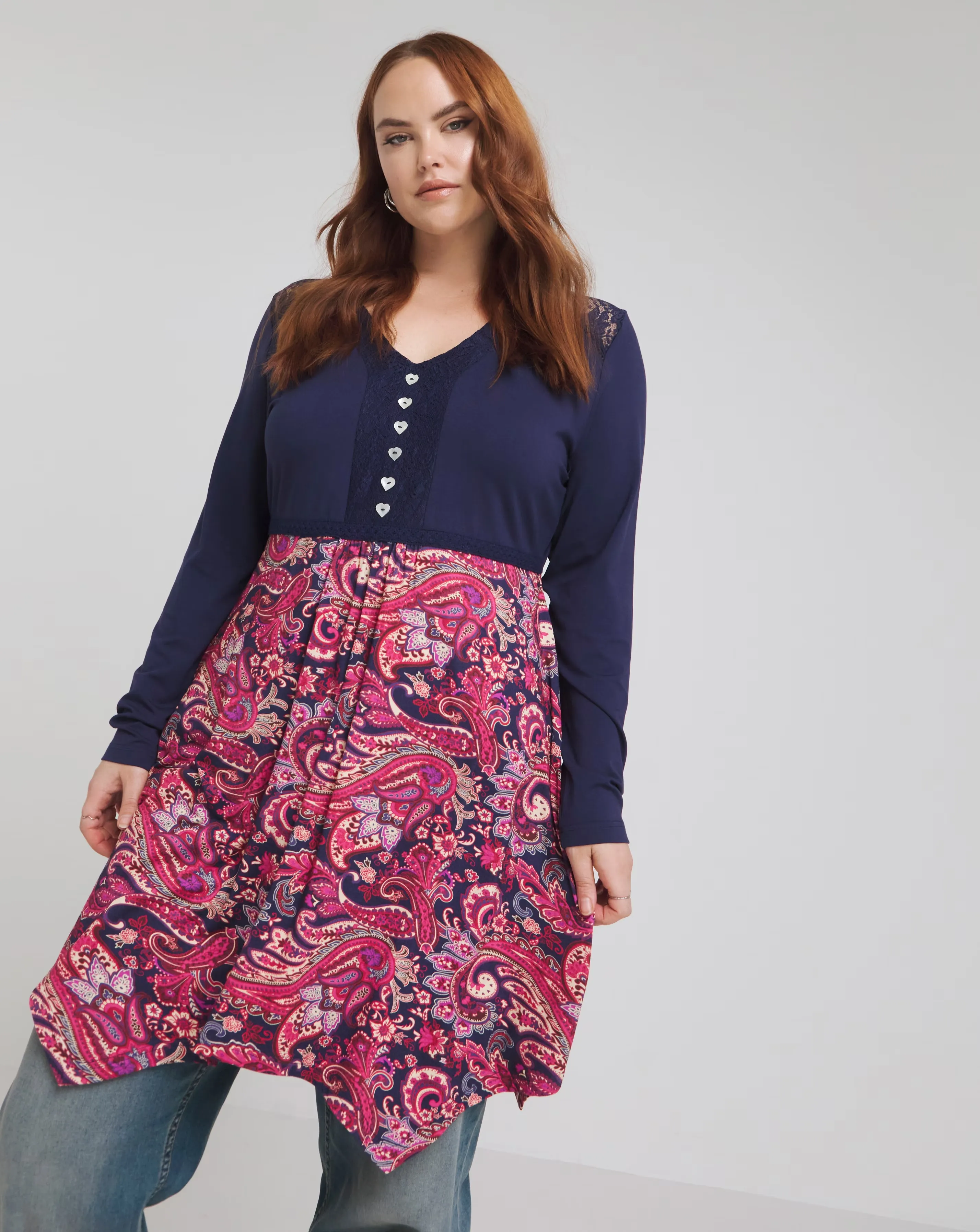 Joe Browns Navy Printed Paisley Jersey Tunic