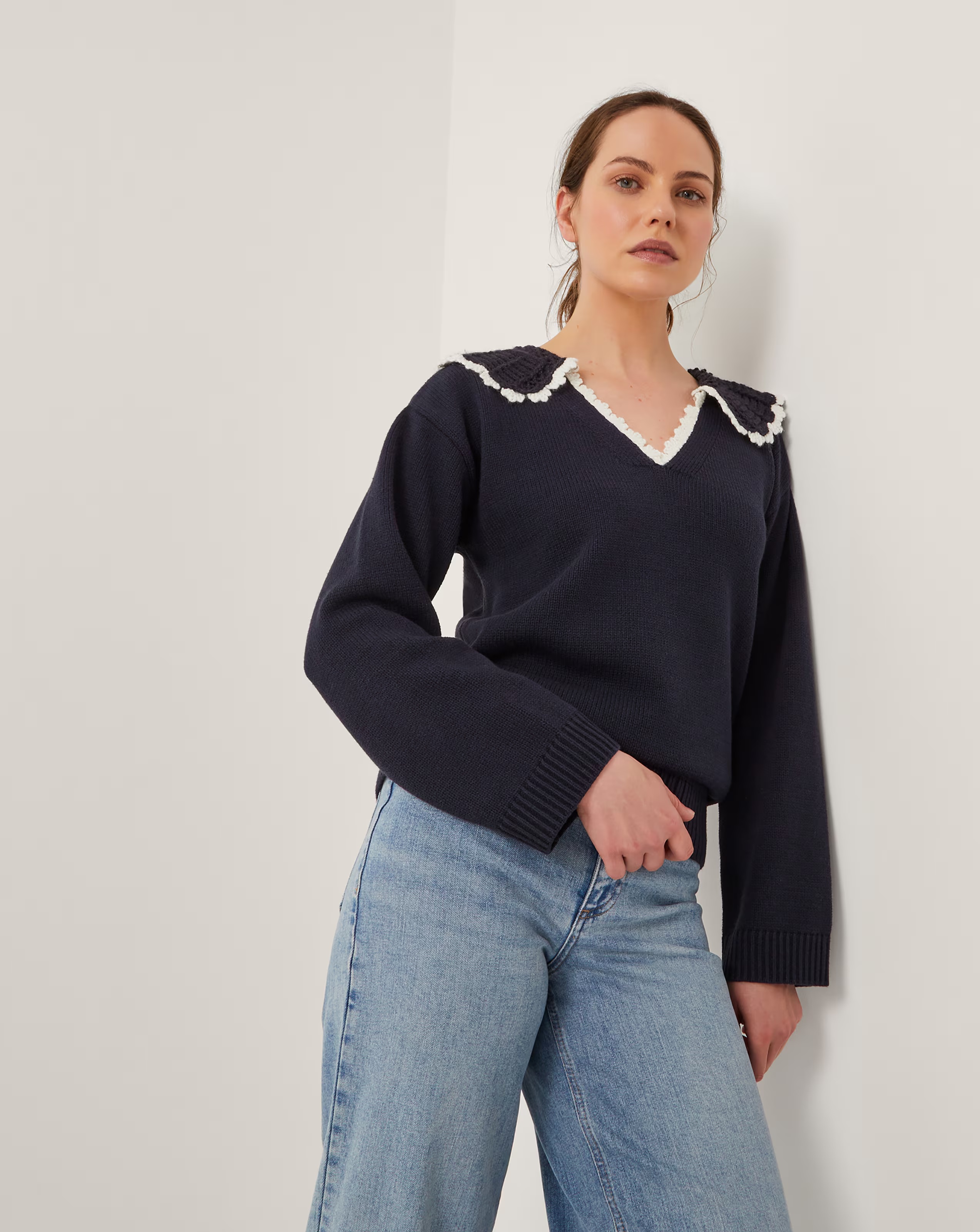 Monsoon Clay Collar V-Neck Jumper