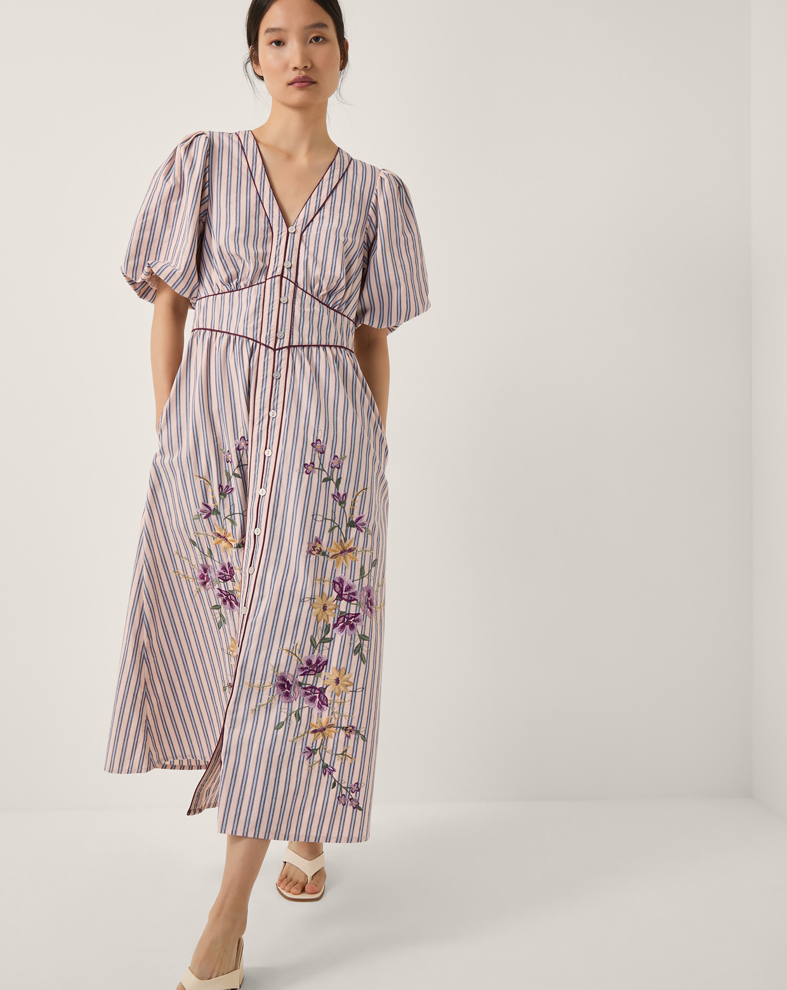 Monsoon Alexis Stripe Midi Dress