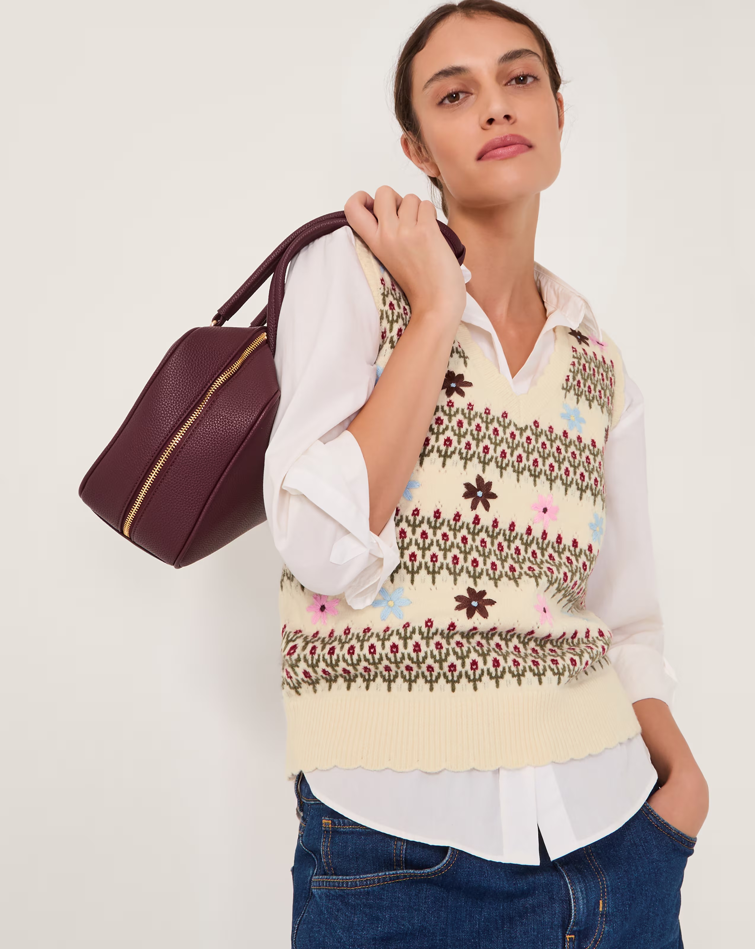 Monsoon Ella Floral Knitted Vest