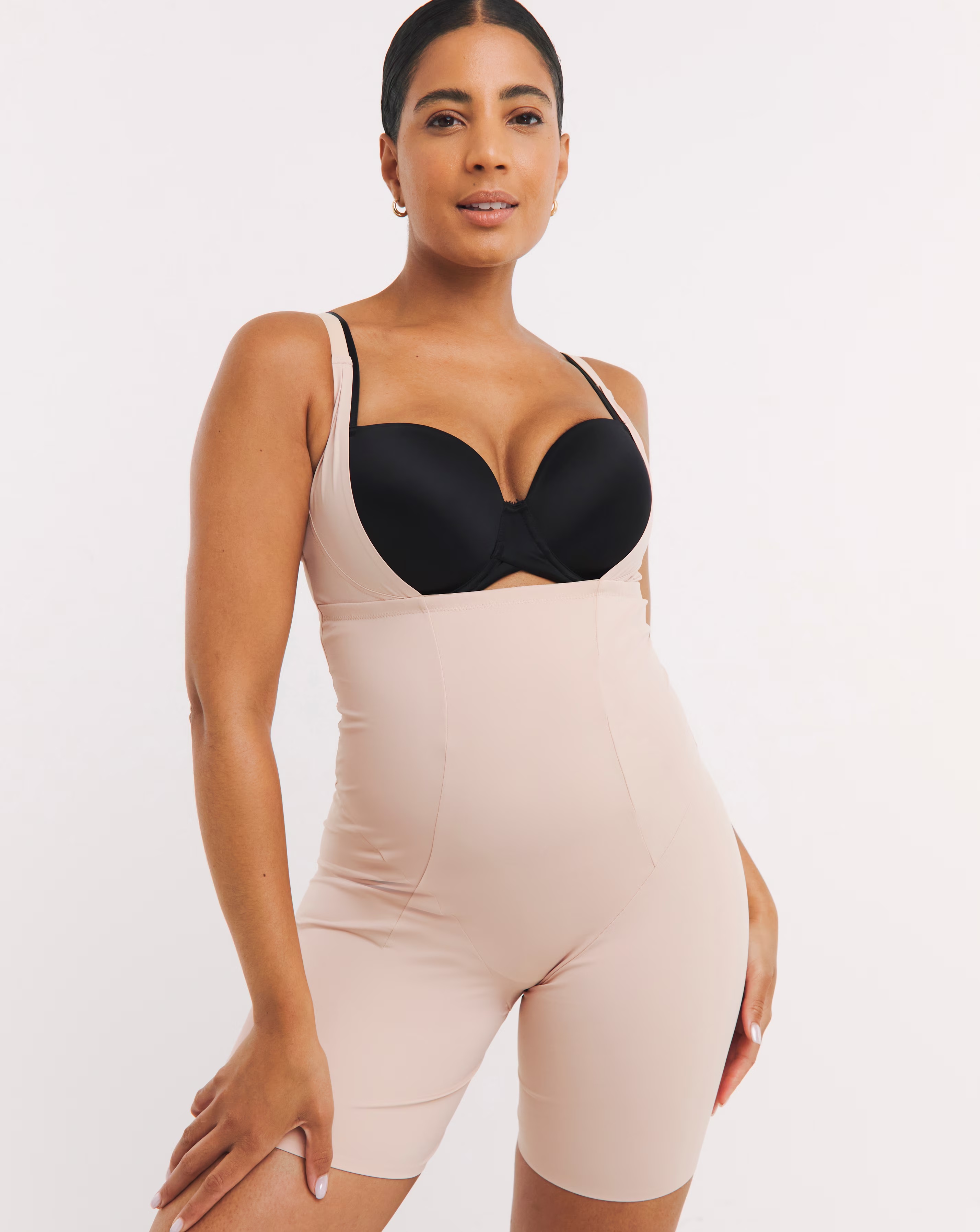 Figleaves Smoothing Shaping Wear Your Own Bra Thigh & Body Slimmer - Latte