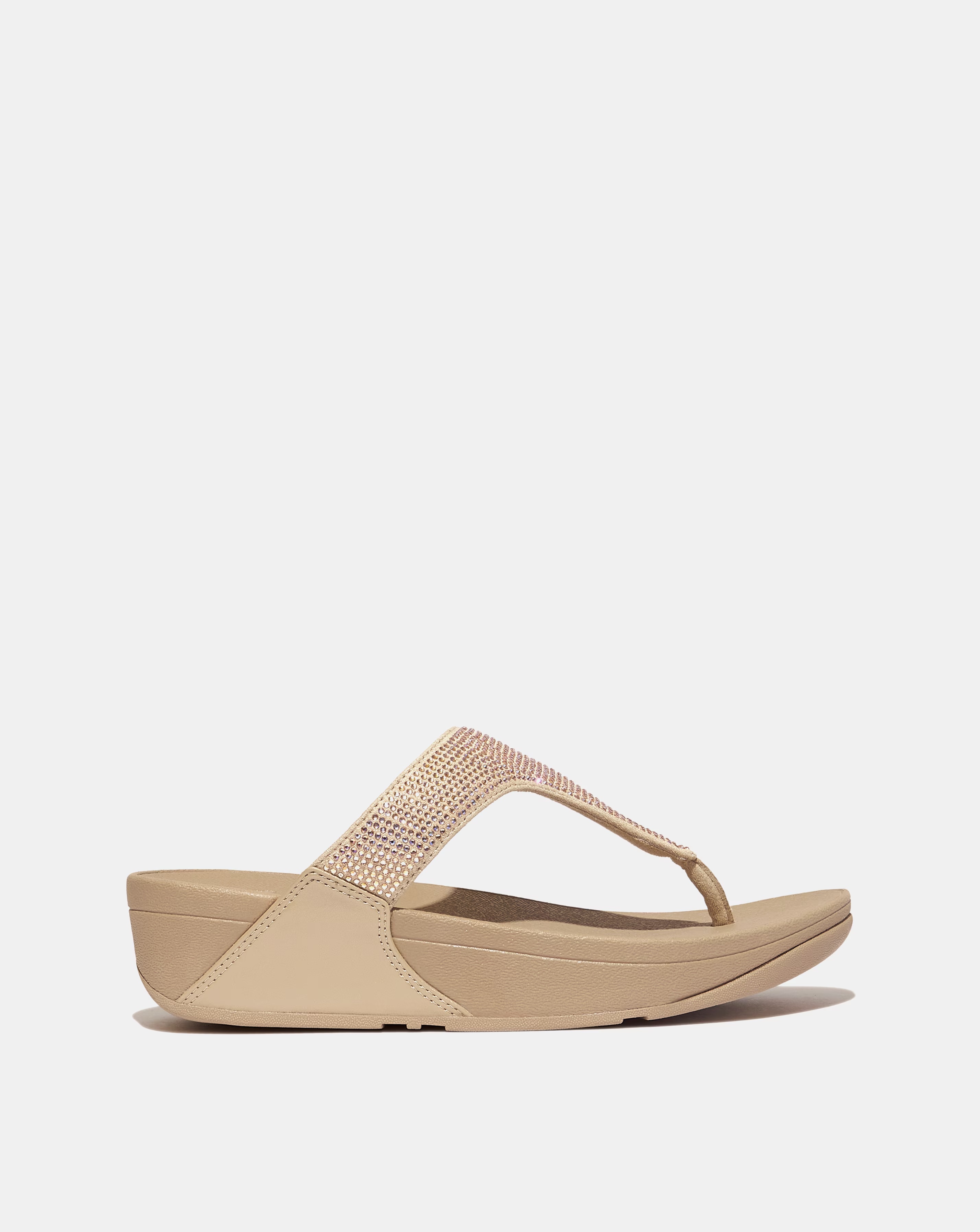Fit Flop Beige Lulu Crystal Toe-Post Sandals -Standard Fit (D)