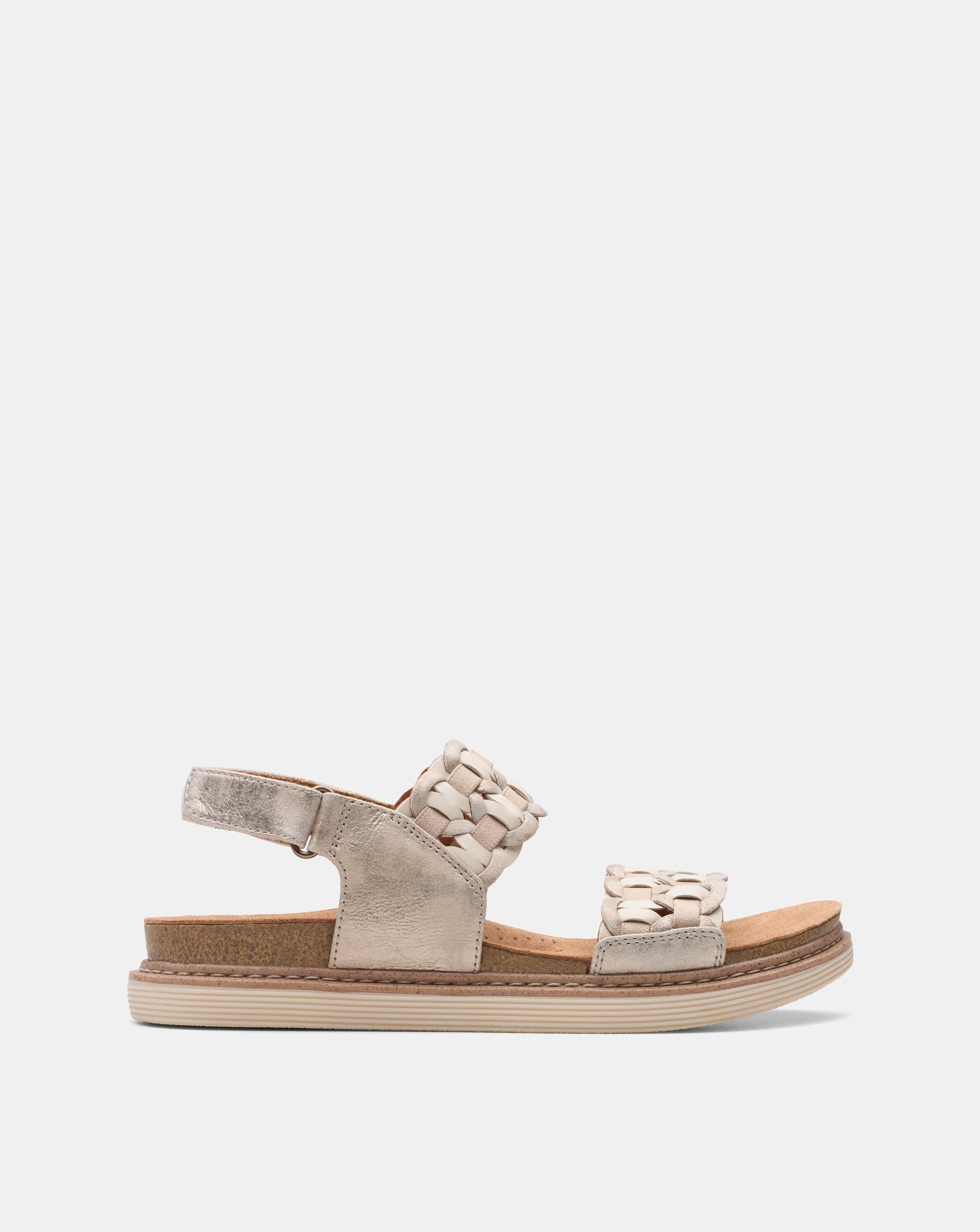 Clarks Metallic Arwell Glide Woven Strap Leather Sandal Standard Fit