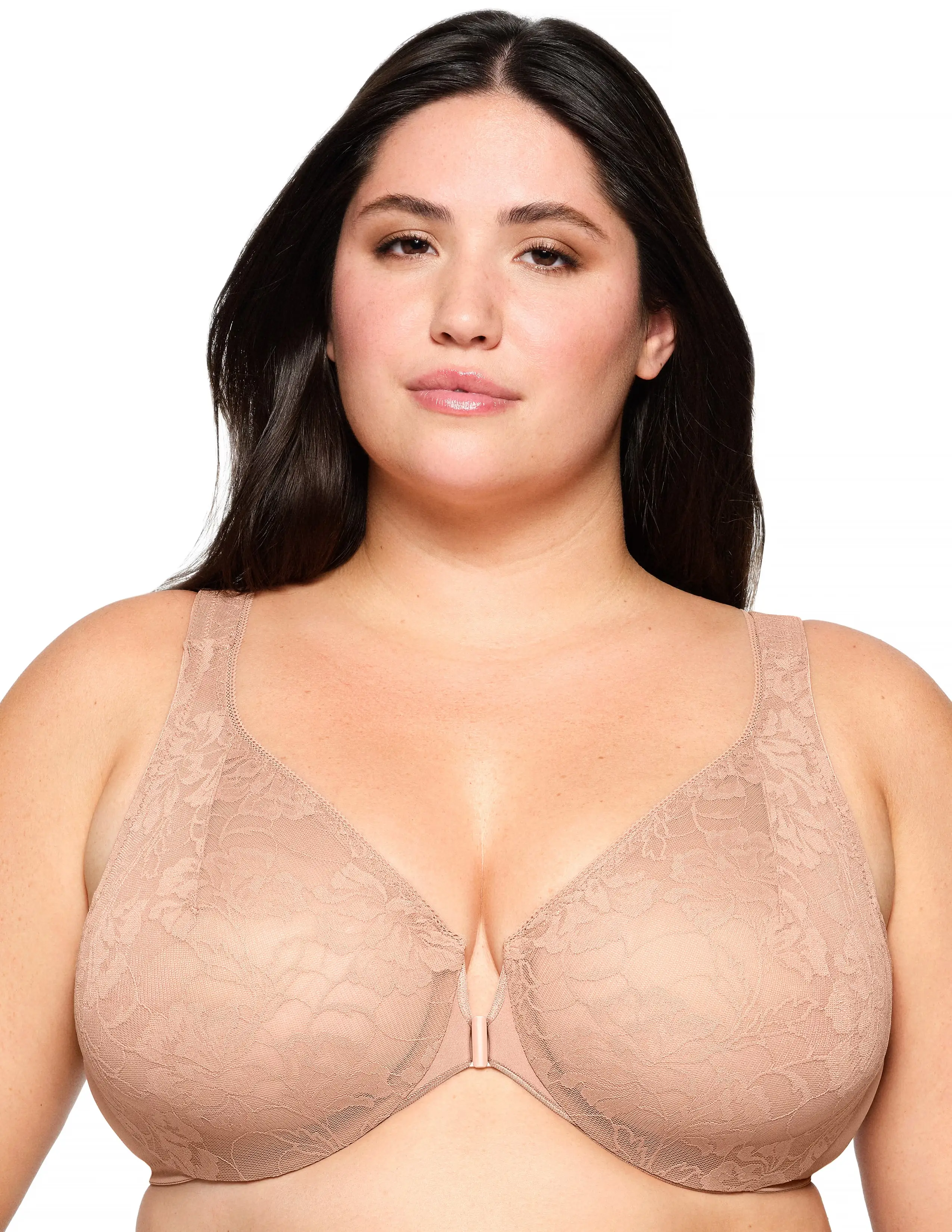 Glamorise Plus Size Lacey T-Back WonderWire Front-Fastening Bra 9246