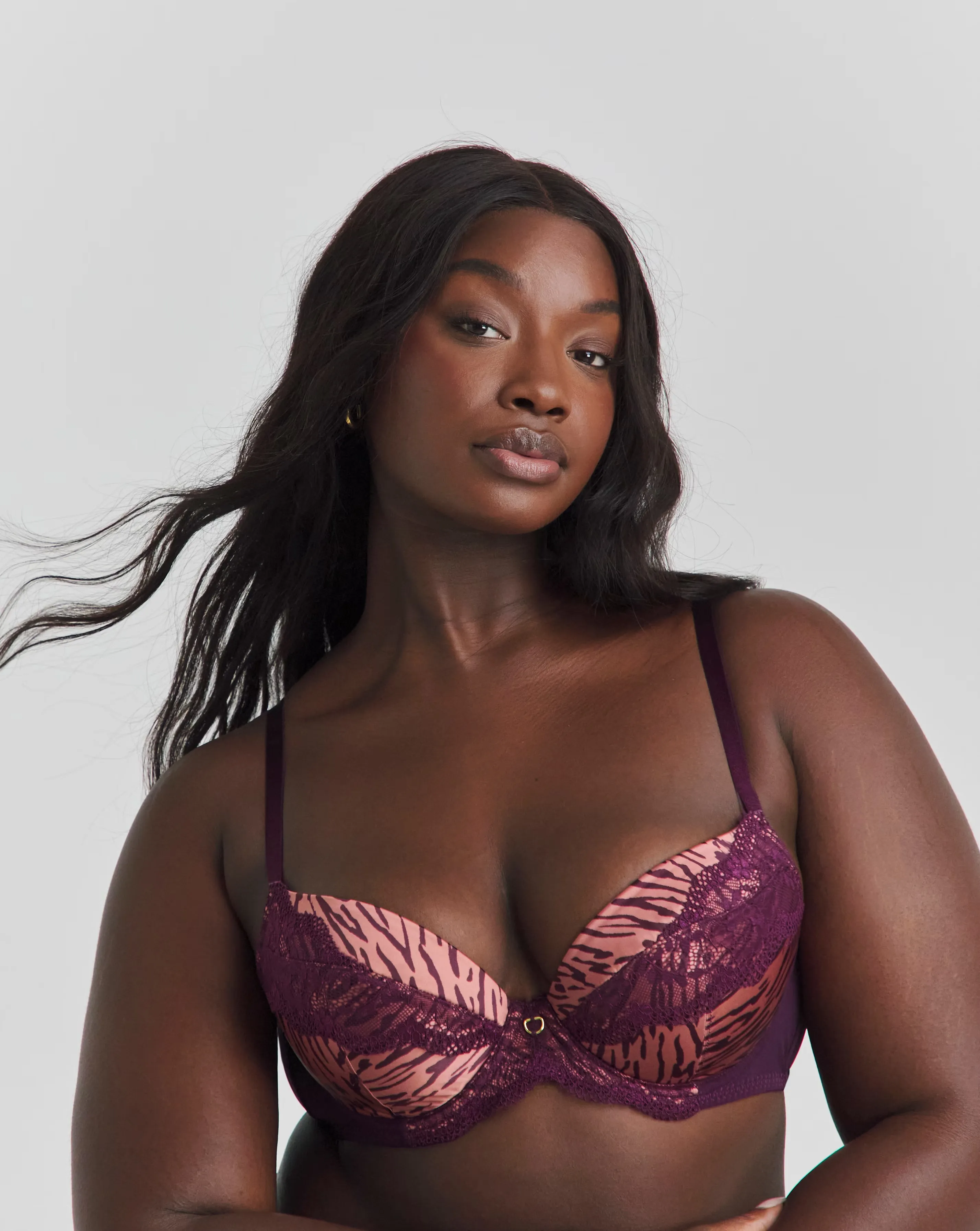 Ann Summers Infatuation DD+ Plunge Wired Bra Purple Brown