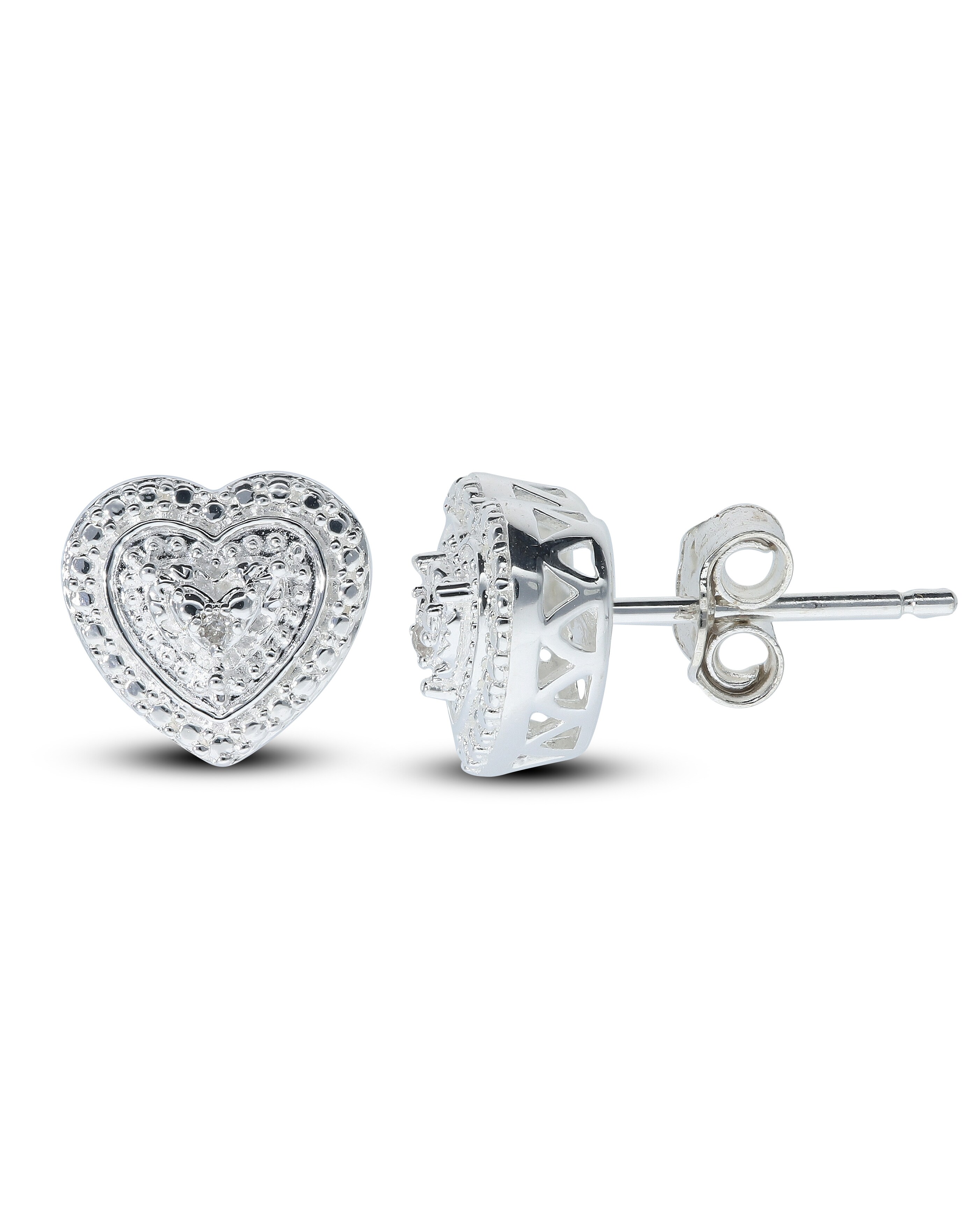 Sterling Silver Diamond Heart Earring & Pendant set