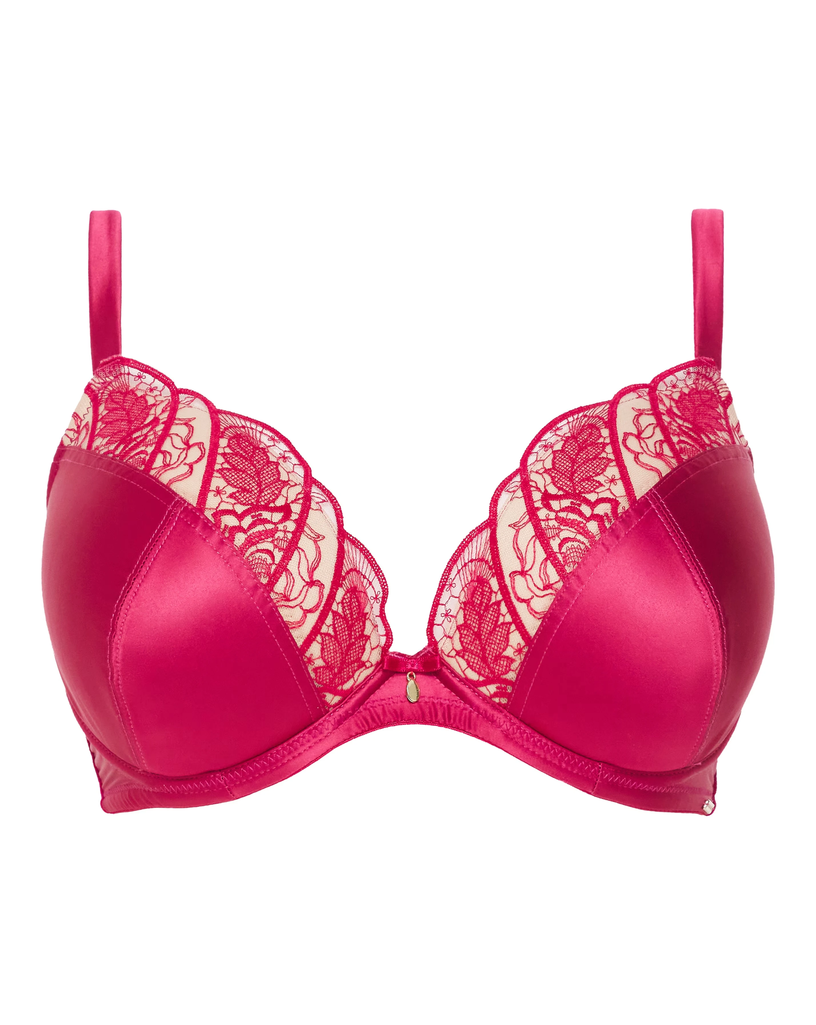 Joanna Hope Satin & Embroidery Underwired Padded Plunge Bra B-F