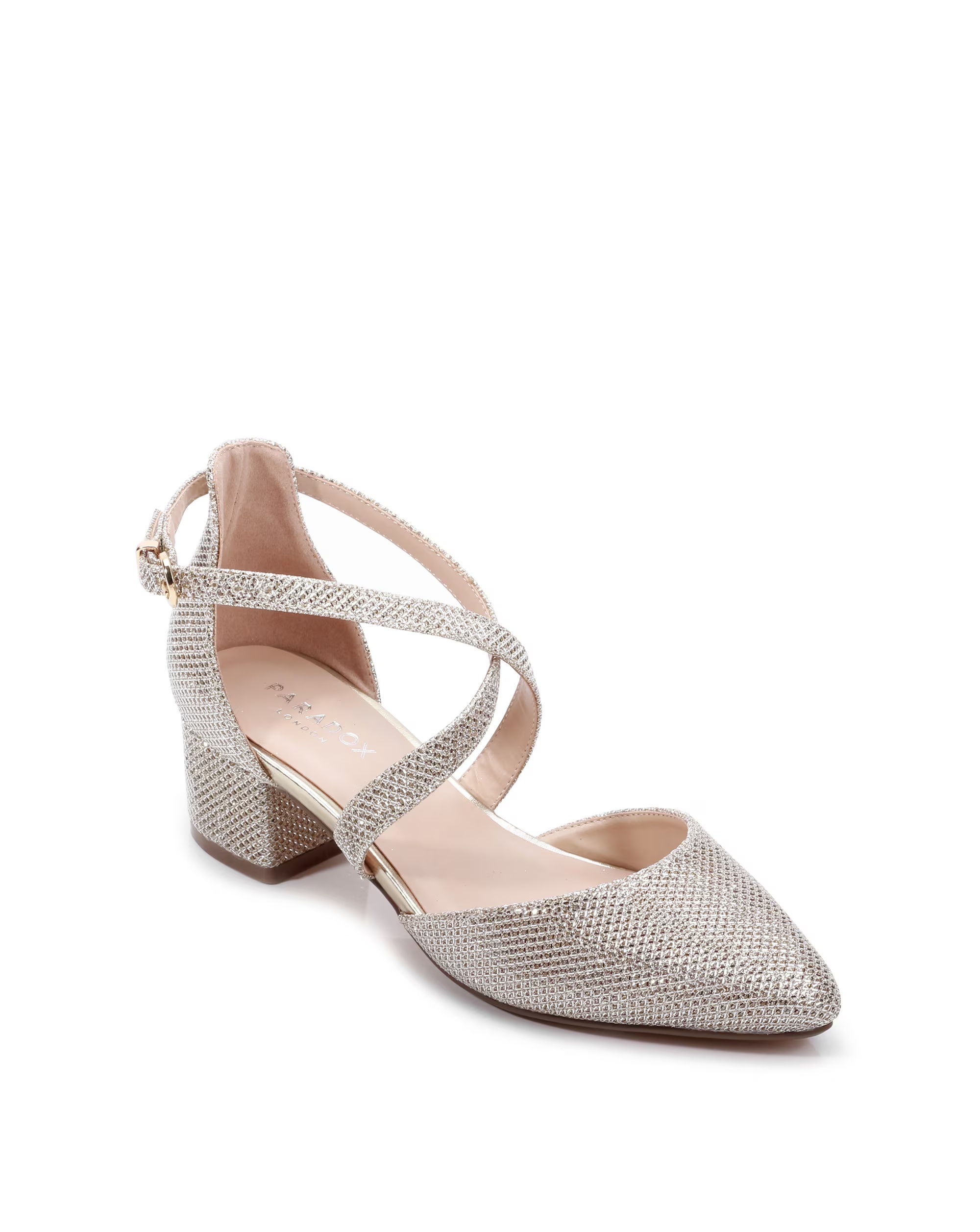Paradox London Francis Wide E Fit Low Block Heel Courts
