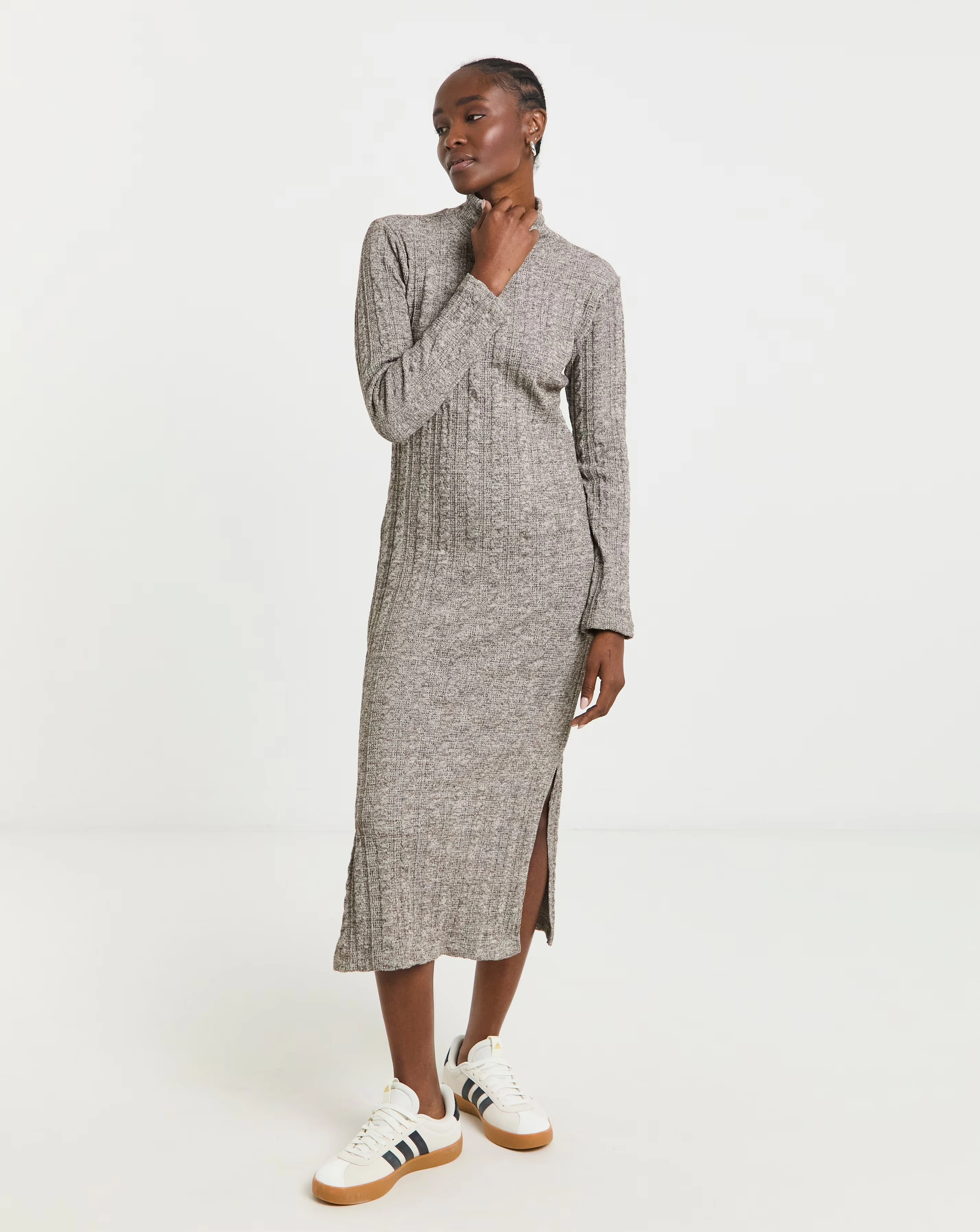 Native Youth Cable Knit Maxi High Neck Dress